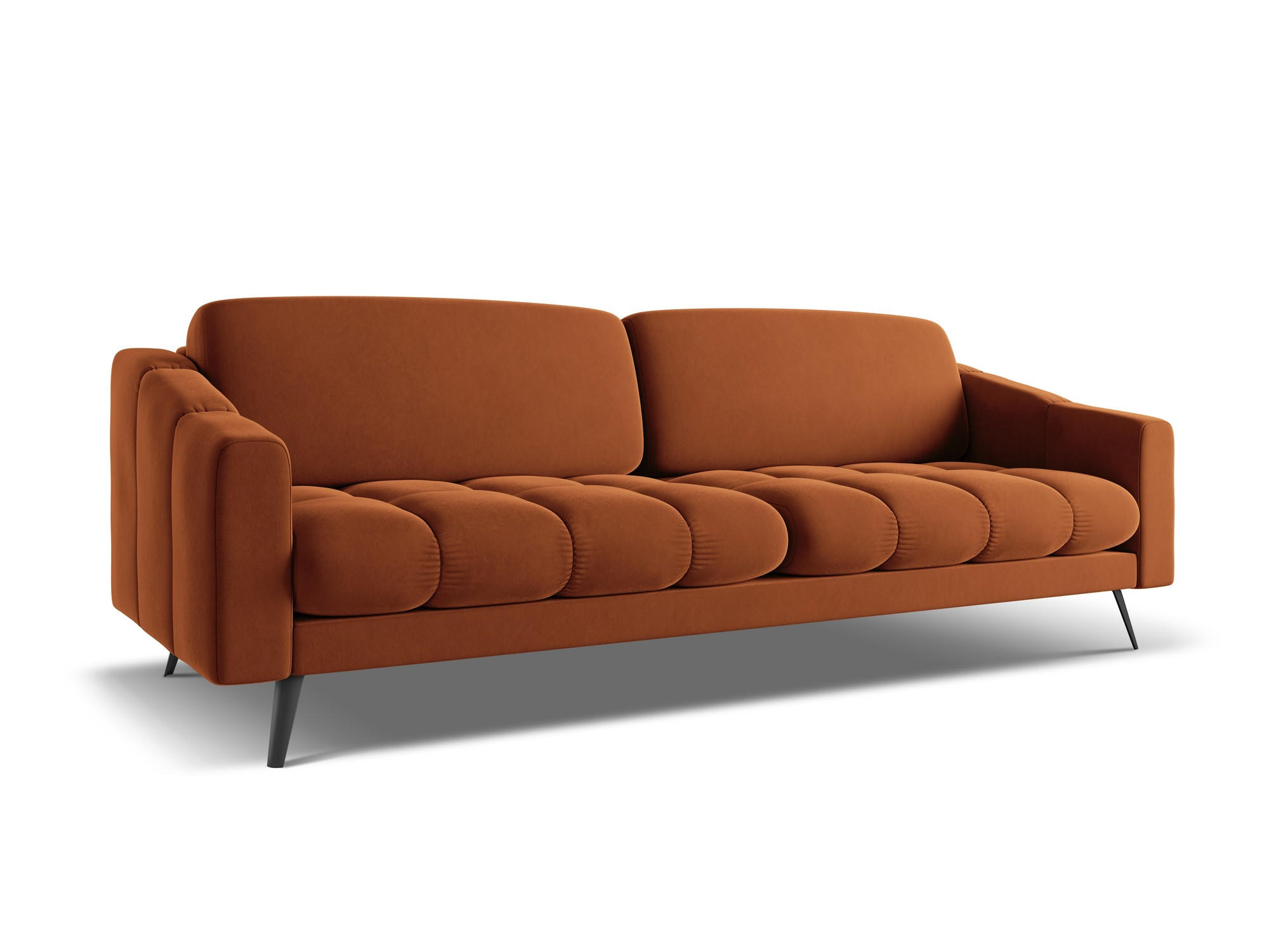 4-SITZER-SOFA Samt Stoff Orange - Terracotta/Schwarz, Textil/Metall (238/80/95cm) - Makamii