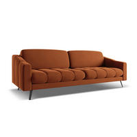 4-SITZER-SOFA Samt Stoff Orange - Terracotta/Schwarz, Textil/Metall (238/80/95cm) - Makamii
