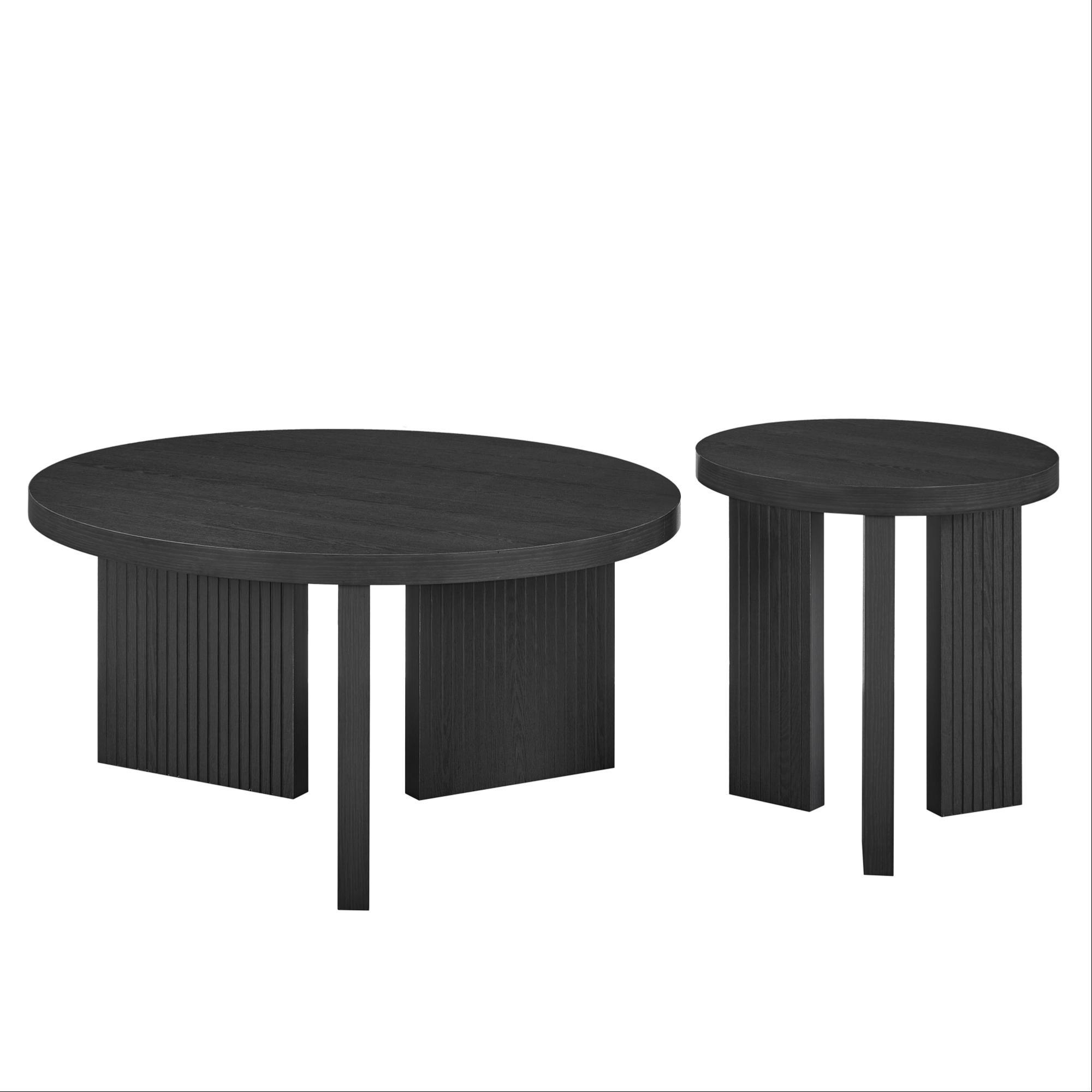 XXXLutz Couchtisch-Set Schwarz 80x38.5x80 cm