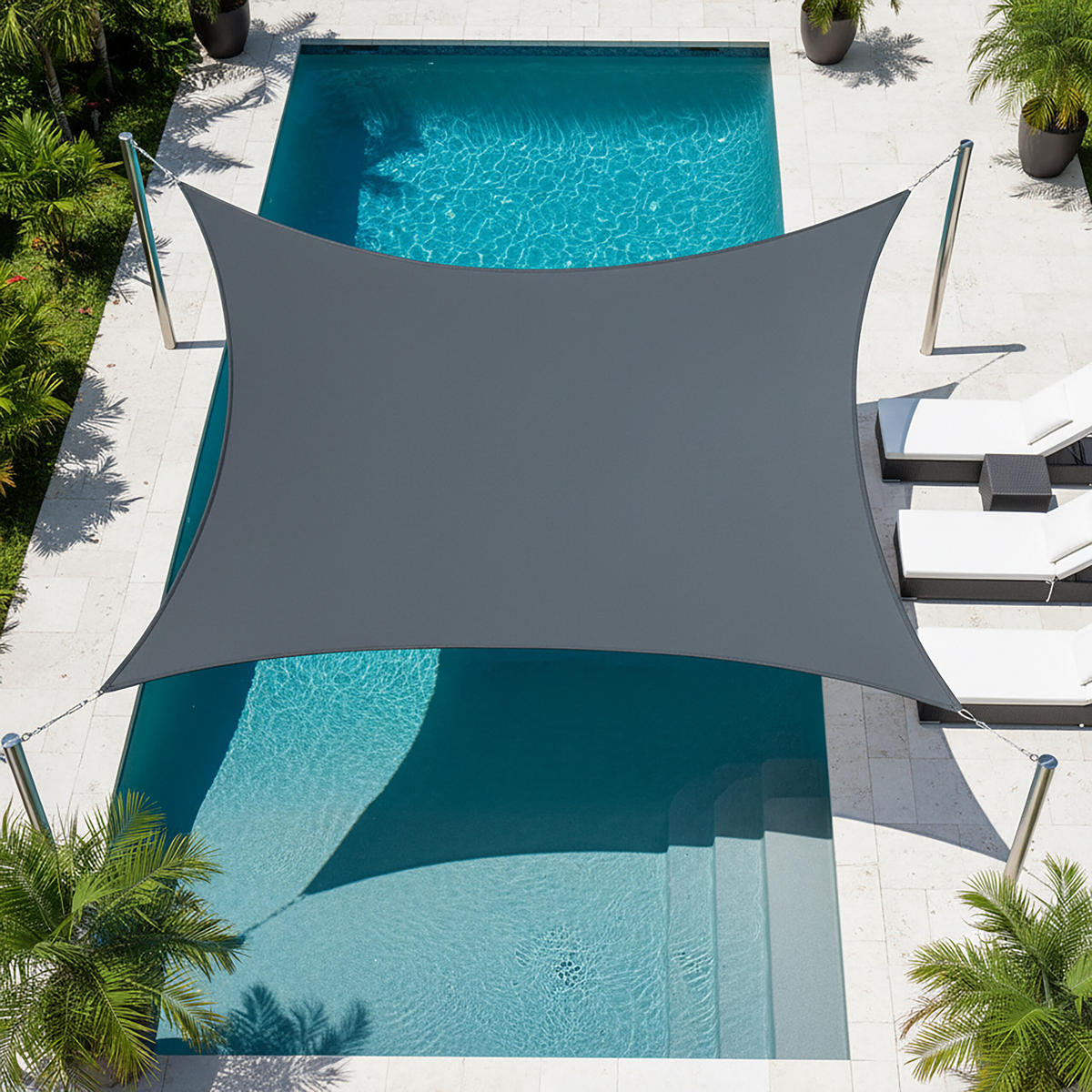 SONNENSEGEL - Anthrazit, Textil/Metall (400/400cm) - Relaxdays