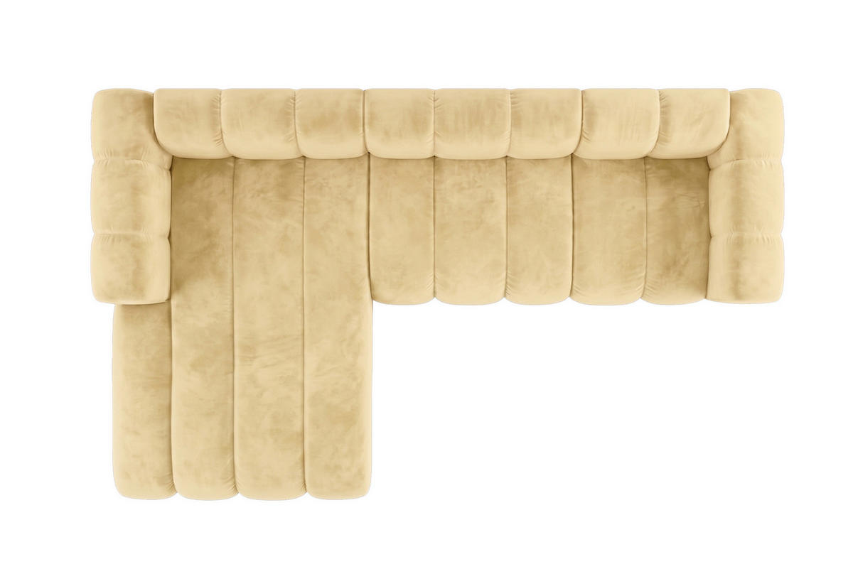 ECKSOFA Modulares In L-Form, Velvet-Stoff Riviera, Buttergelb, Links, GRAND 287 cm - Hellgelb, Holz (287/179cm) - Kaiser Möbel