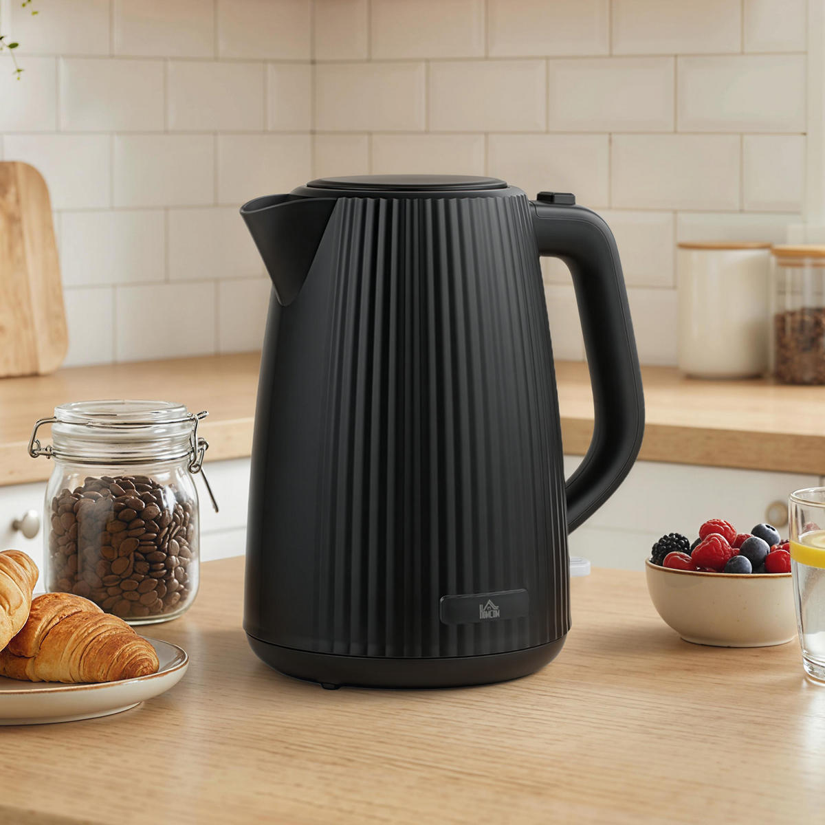 WASSERKOCHER aus Kunststoff Schwarz - Schwarz, Kunststoff (15.6/23.3/21.4cm) - HOMCOM