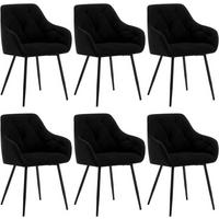 ESSZIMMERSTUHL 6er Set ergonomisch, aus Samt, Schwarz - Schwarz, Kunststoff/Textil (56/83.5/53cm) - Woltu
