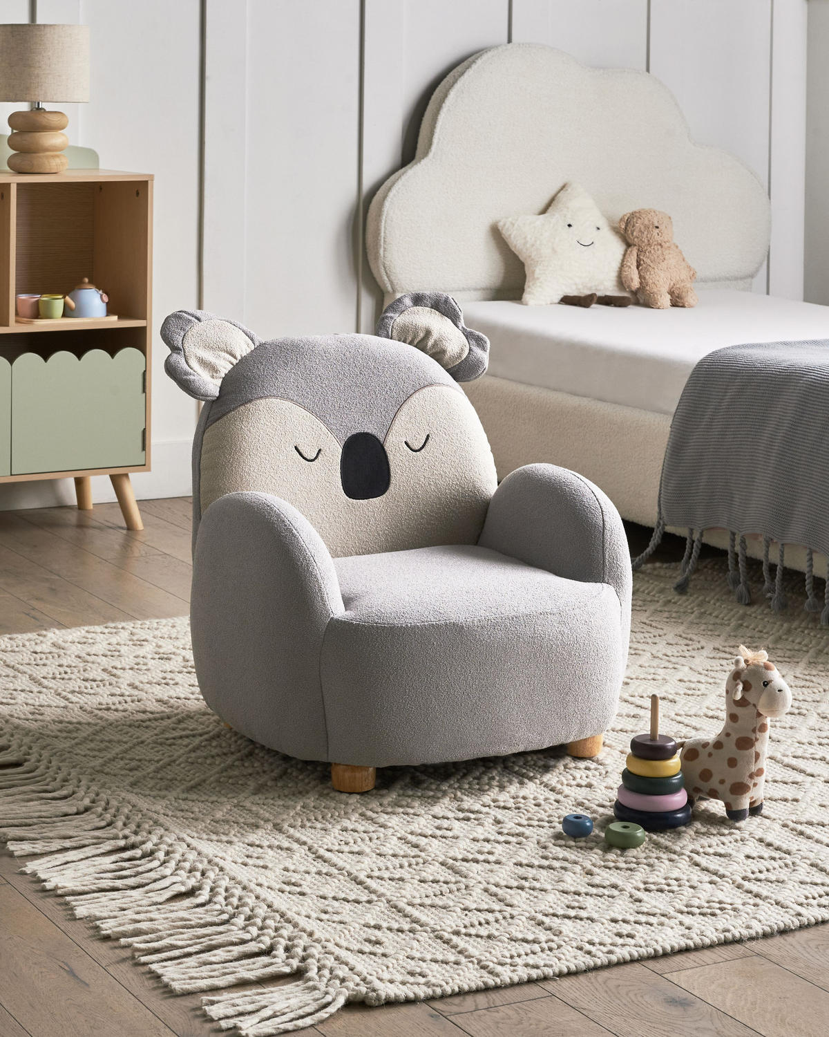 KINDERSESSEL Grau Hervik - Weiß/Braun, Textil (55/63/49cm) - Beliani