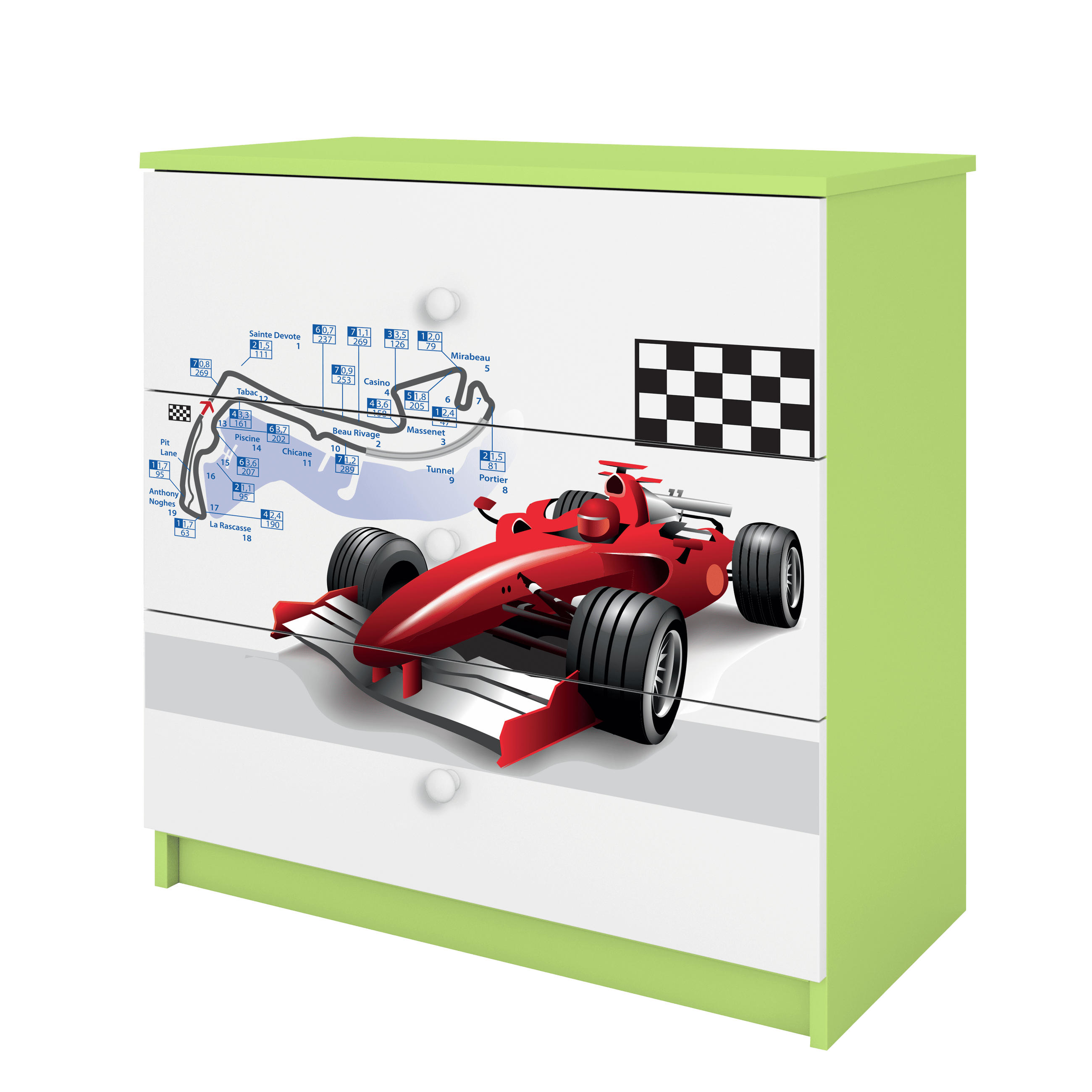 KOMMODE Babydreams Formel 1 81/81/41 - Grün, Holzwerkstoff (81/81/41cm) - RAUMHIRSCH FURNITURE