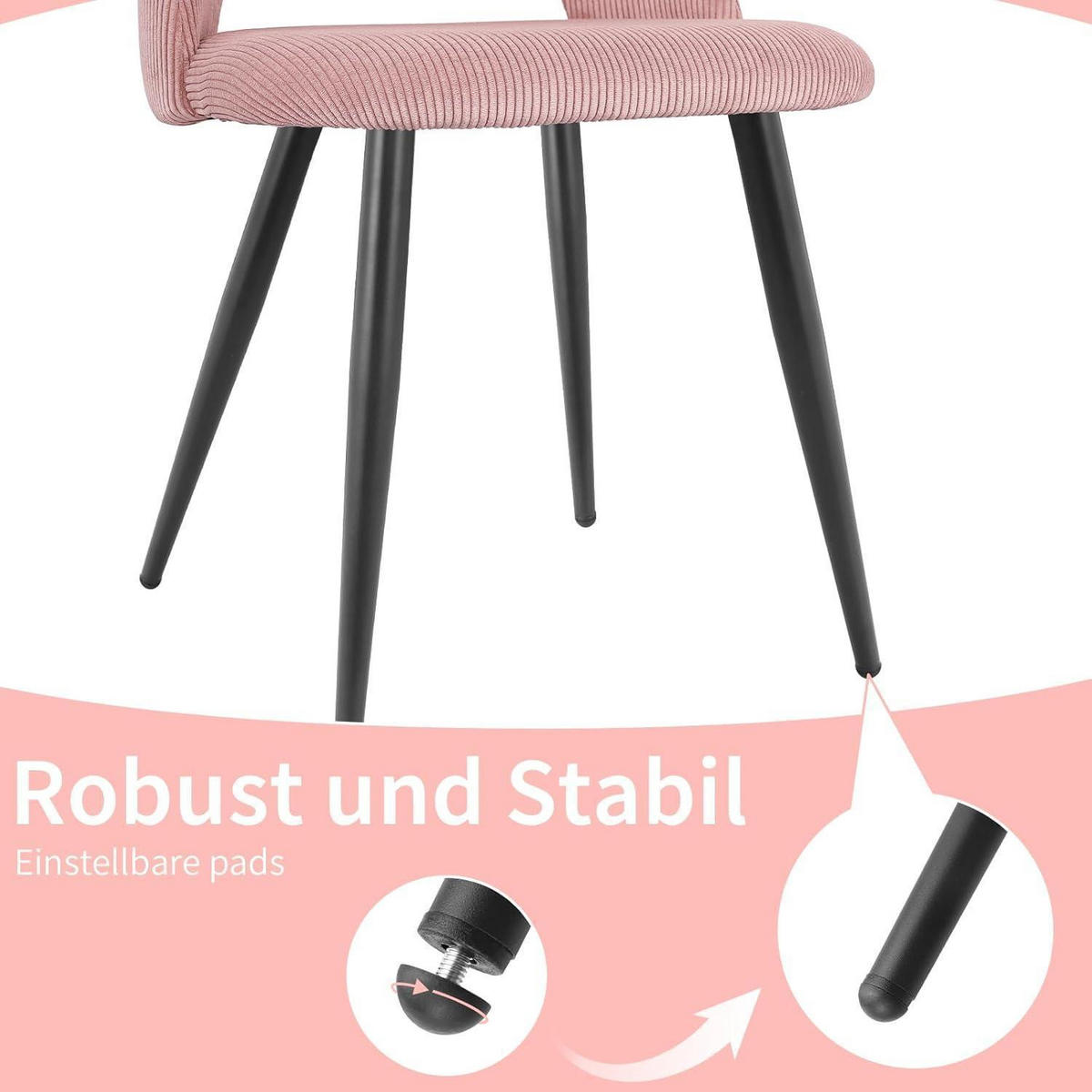 ESSZIMMERSTÜHLE 4er Set Kordsamt Rosa - Rosa, Textil (48/80/45cm)
