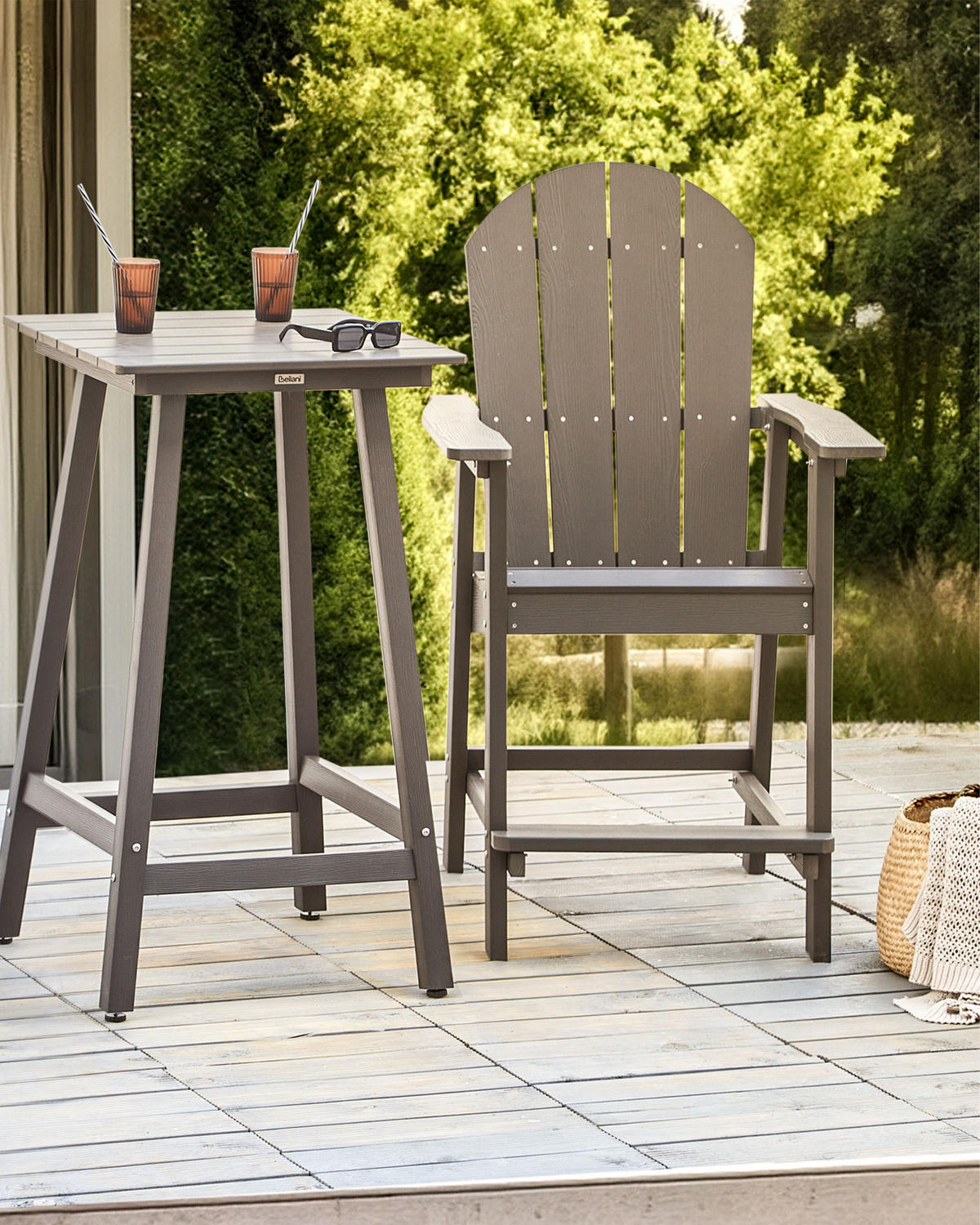 GARTEN-BARSTUHL Grau Adirondack - Grau, Kunststoff (58/124/71cm) - Beliani