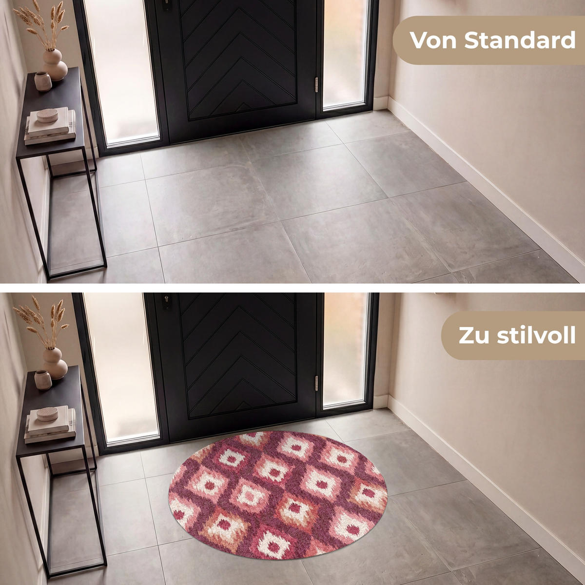 FUSSMATTE Diamantformen - Rosa - Muster - Textur Flurteppich 120x120 cm - Beere, Kunststoff (120/120cm) - MuchoWow
