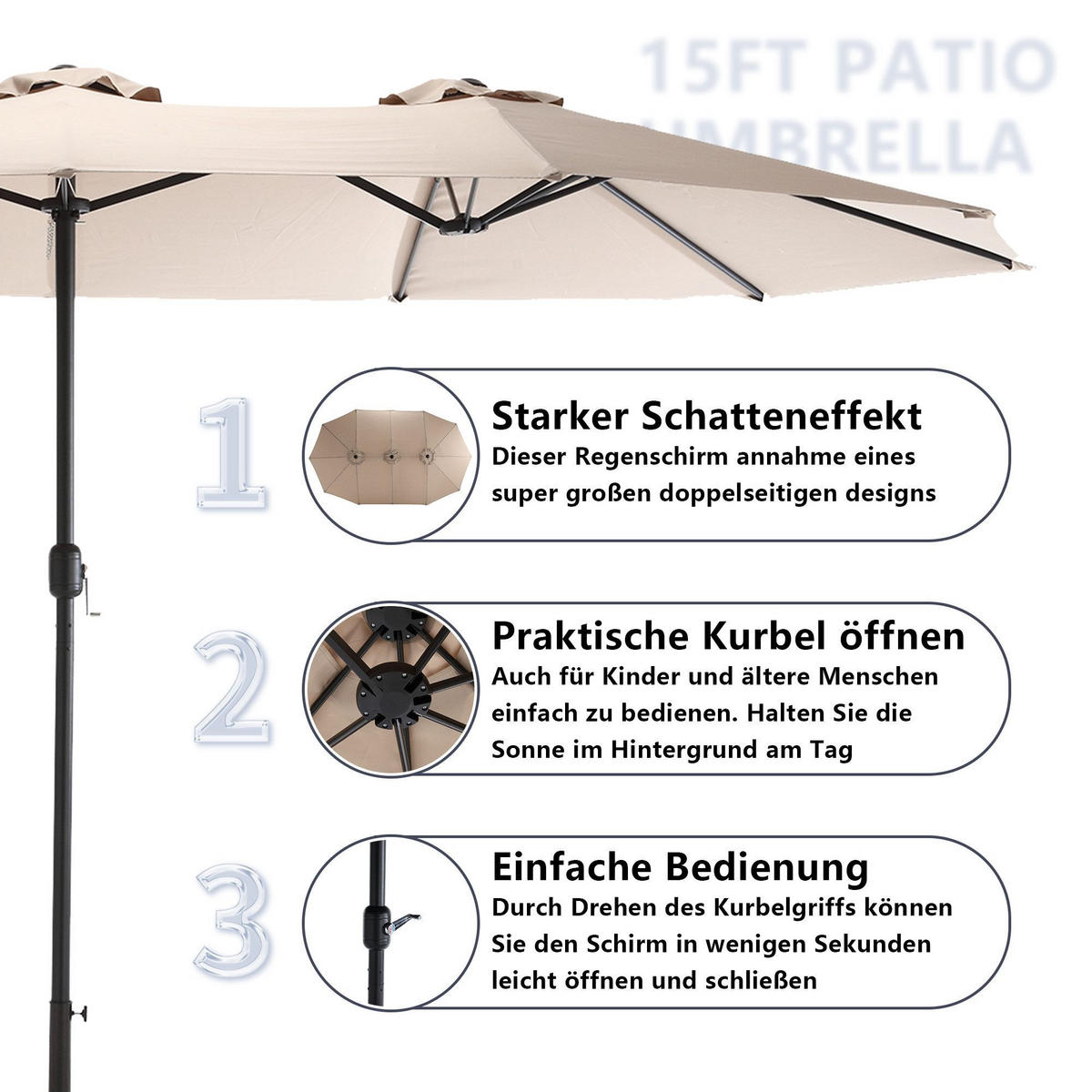 SONNENSCHIRM 453x267cm,Aluminium,Sonnenschutz,Khaki - Braun, Metall (453/267cm) - LVHOM