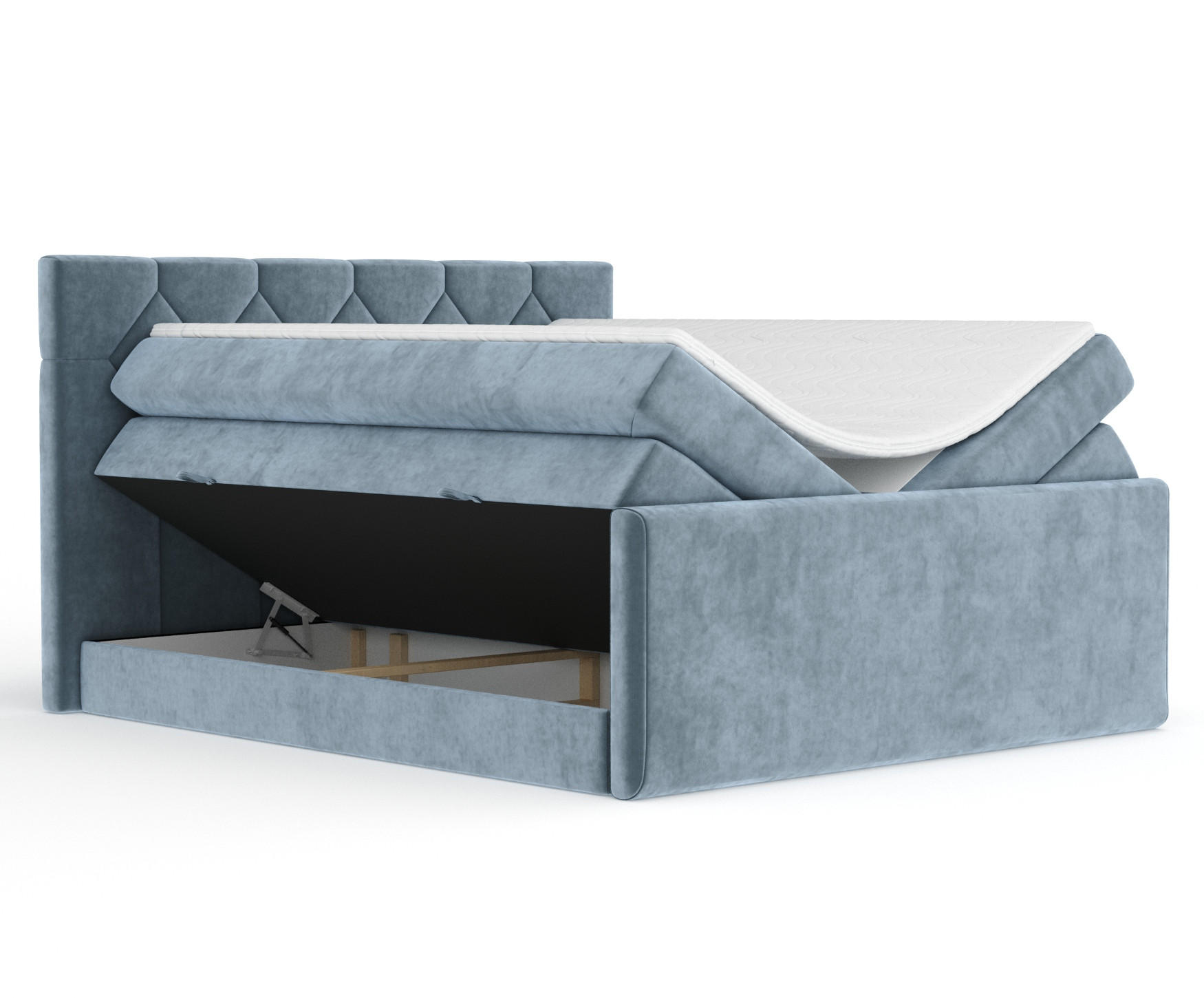 BOXSPRINGBETT Toma Blau Grau 140/200 cm - Blaugrau/Schwarz, Holz/Holzwerkstoff (140/200cm) - Maison de Reve