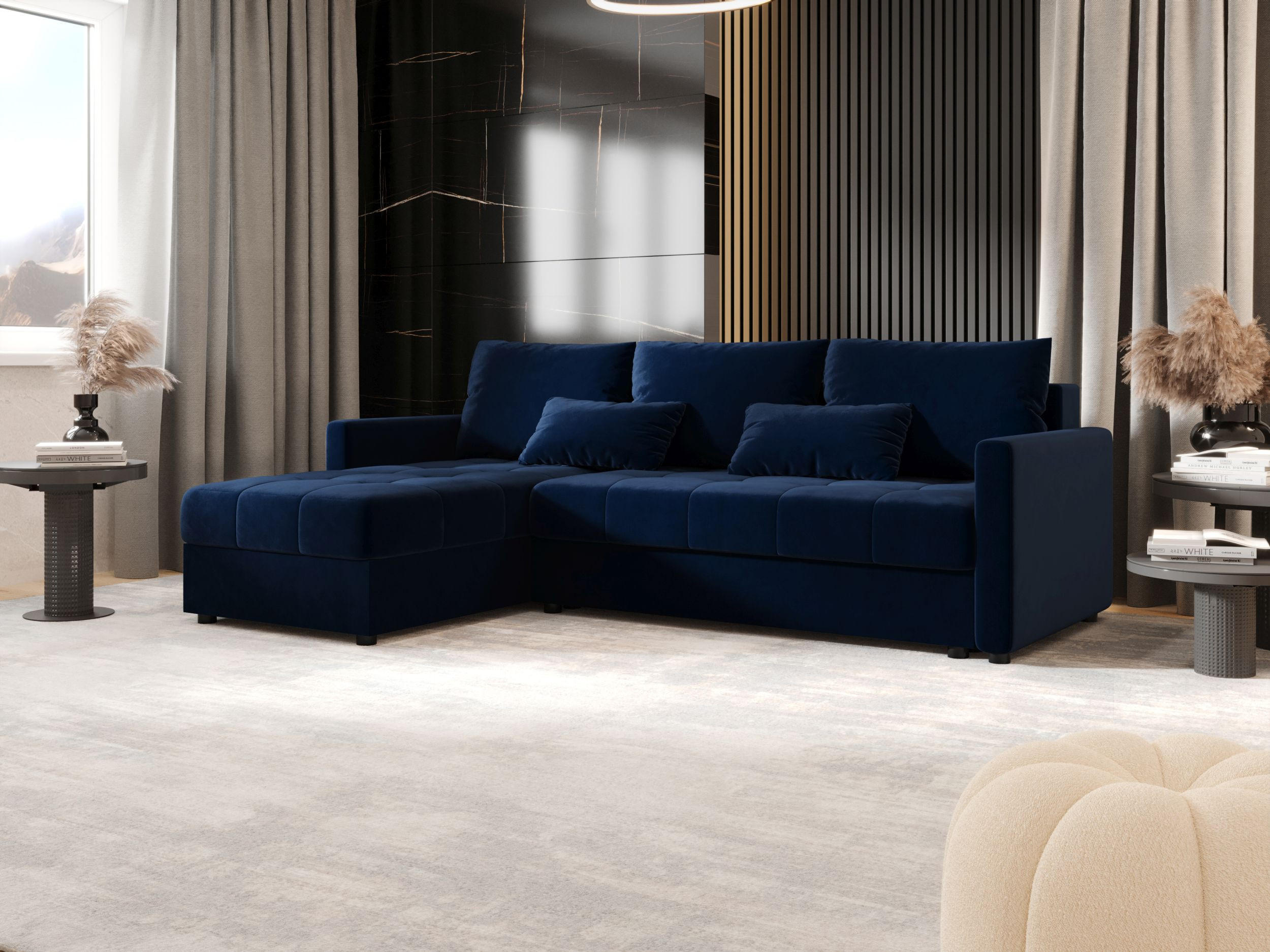 ECKSOFA MOS L BIS Itaka 11 Links mit Schlaffunktion - Dunkelblau, Textil (220/143cm) - Bedante