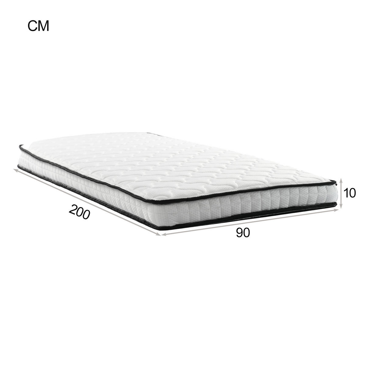 HOCHBETT 90/200 cm weiß Metallbett mit Stauraumtreppe und Ablageflächen mit Matratze - Weiß, Metall (90/200cm) - OKWISH