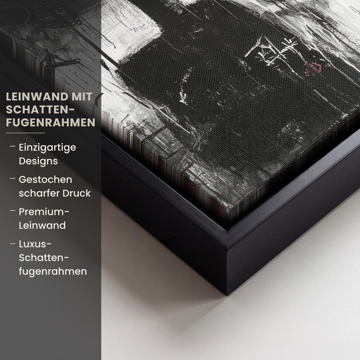 LEINWAND Bilder mit Rahmen - Malerei - Figuren - Schwarz - Abstrakt - 30x40 - Schwarz, Textil (30/40cm) - MuchoWow