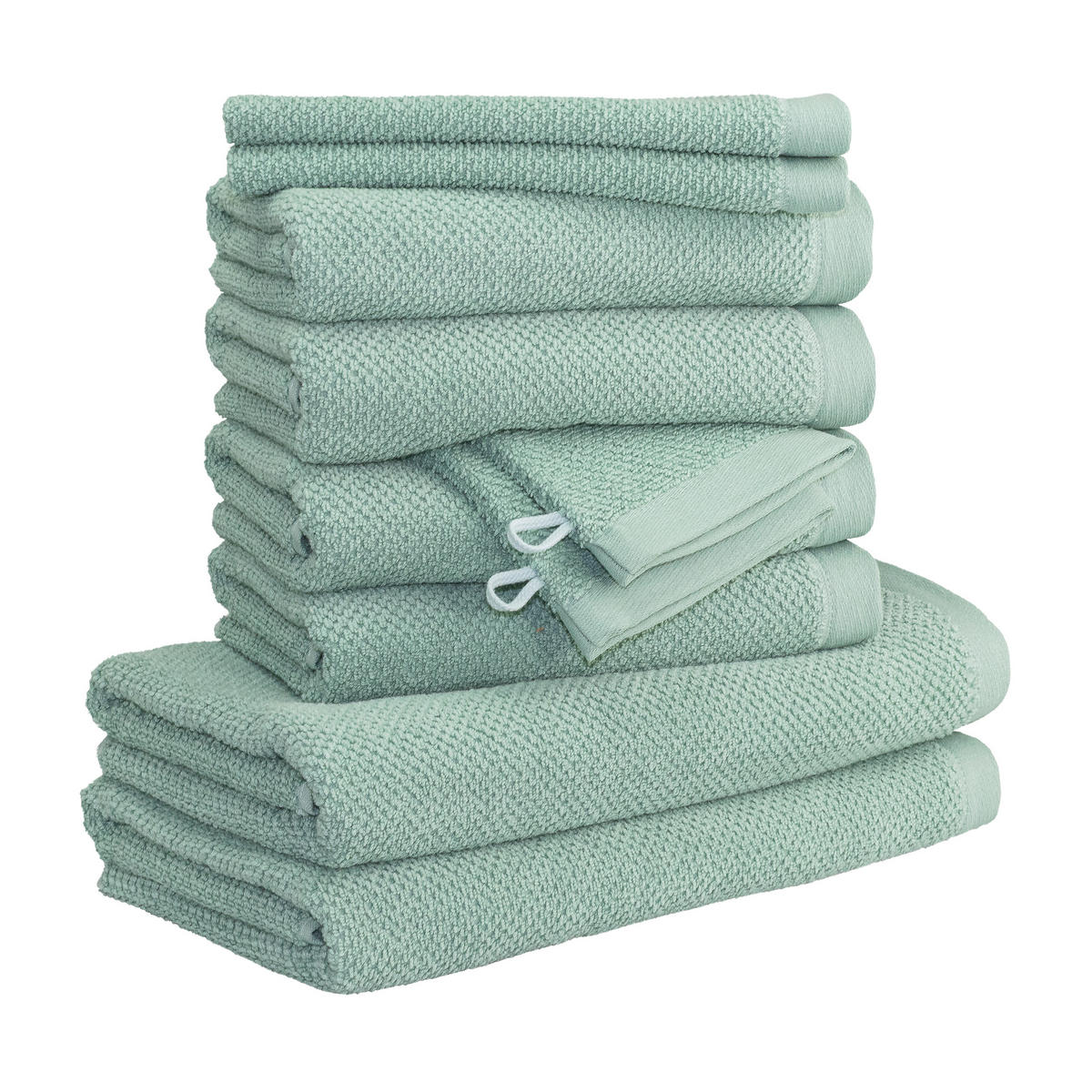HANDTUCHSET BLISS 10-TLG - Grün, Textil (50/100cm) - MÖVE