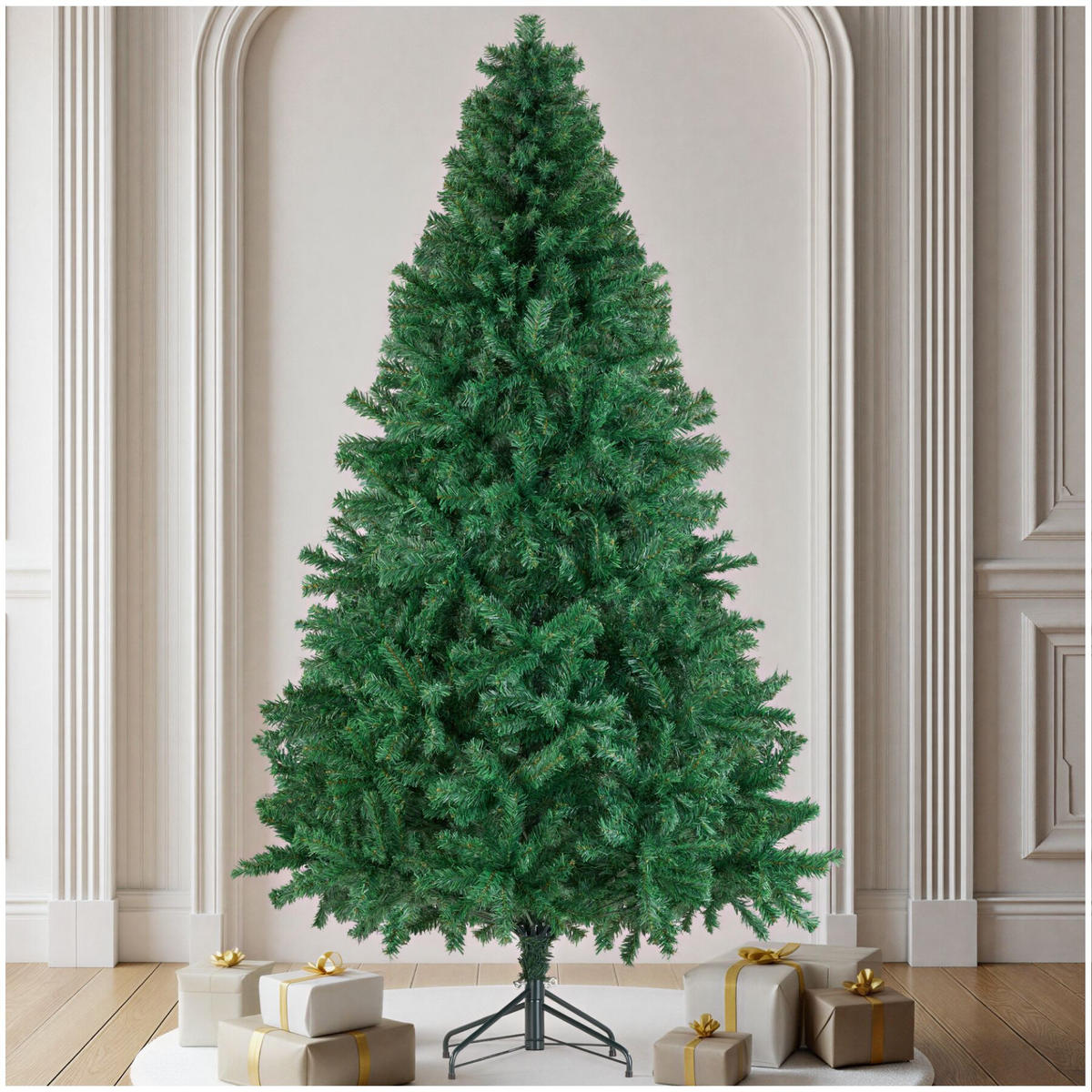 WEIHNACHTSBAUM Dasher, pulverbeschichteter Metallständer mit Kunststoffkappen , grün - Grün, Kunststoff (210cm) - tectake