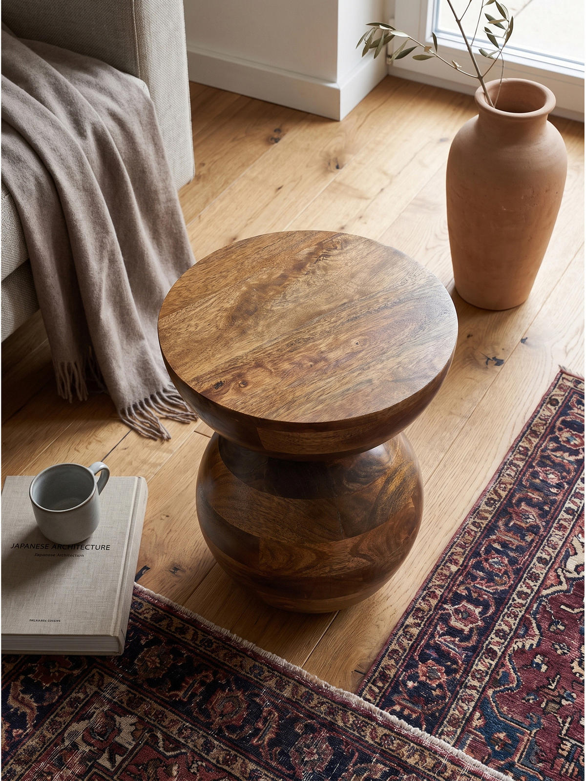 BEISTELLTISCH TERRACINA, Mango Massivholz, Ø 35 x 42 cm - Braun, Mangoholz/Holz (35/35/42cm) - KADIMA DESIGN