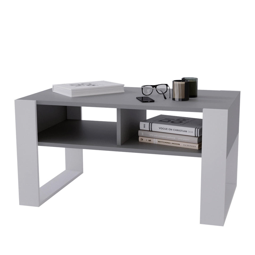 COUCHTISCH KORA 92 - Weiß/Grau, Holz (53.6/92/45cm) - Mat-Haus