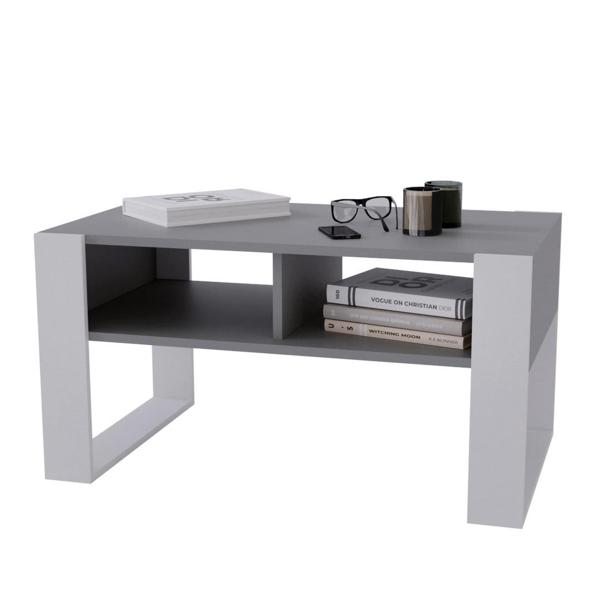 COUCHTISCH KORA 92 - Weiß/Grau, Holz (53.6/92/45cm) - Mat-Haus