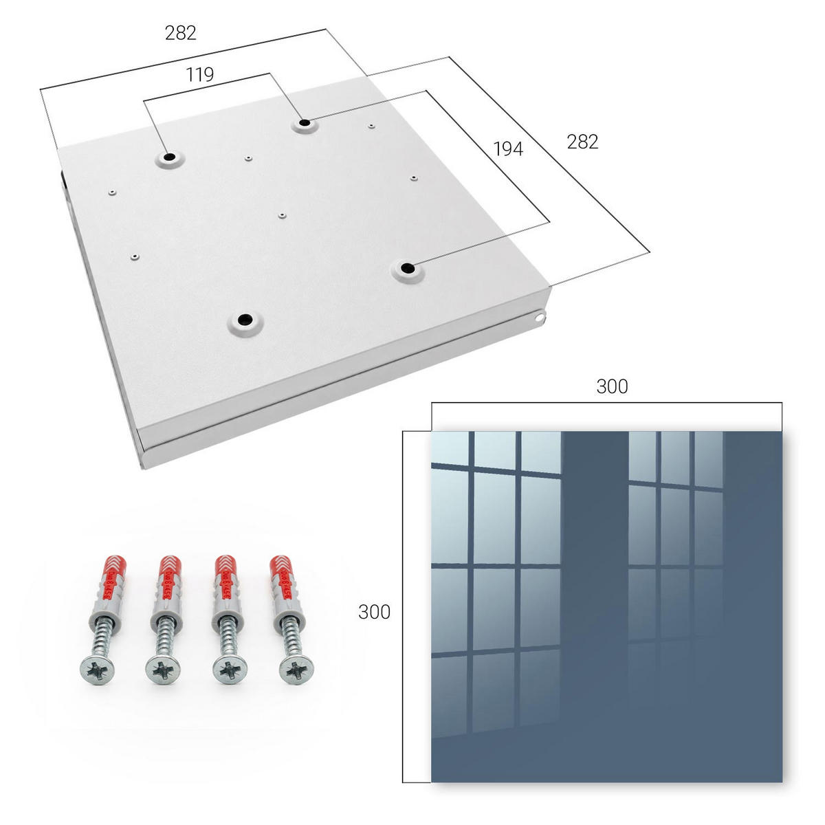 SCHLÜSSELBOX Weiß 30x30 cm – Türöffnung nach rechts - Pastellblau - Dunkelblau, Metall (30/30/5cm) - TULUP