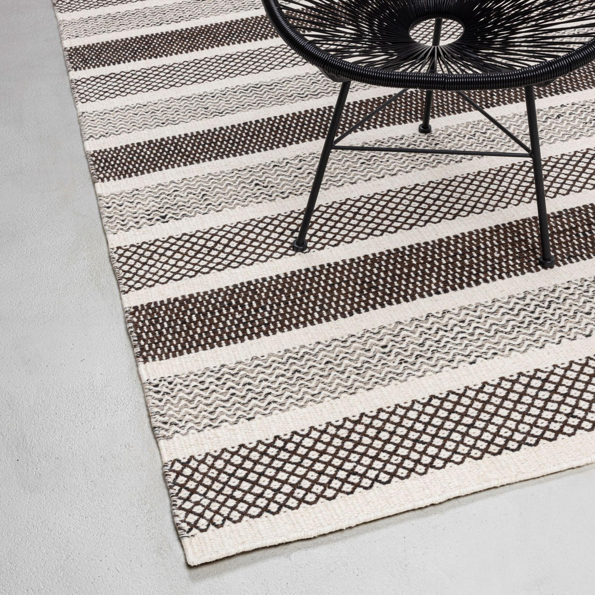 HANDWEBTEPPICH 2-Seitiger Skandi, modern 65x130 cm - Grau, Textil (65/130cm) - Rug and Roll