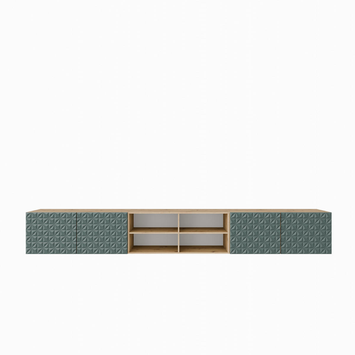 TV-SCHRANK Cali IV 300 cm, viertürig, artisan, grün - Eiche Artisan/Olivgrün, Kunststoff (300/41/40cm) - Margaret Hadas24