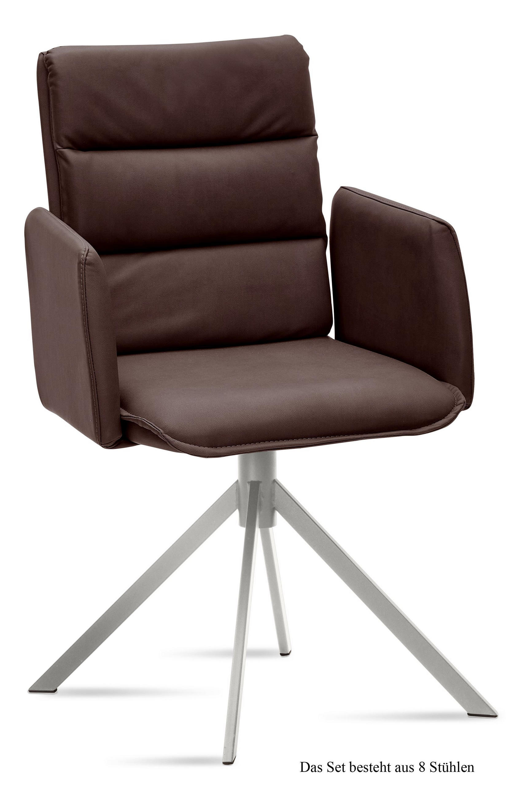 ARMLEHNSTUHL (8er-Set) Dorree 52x92x60 Edelstahl/Braun - Edelstahlfarben/Braun, Kunststoff (60/92/52cm) - 58aufmkessel