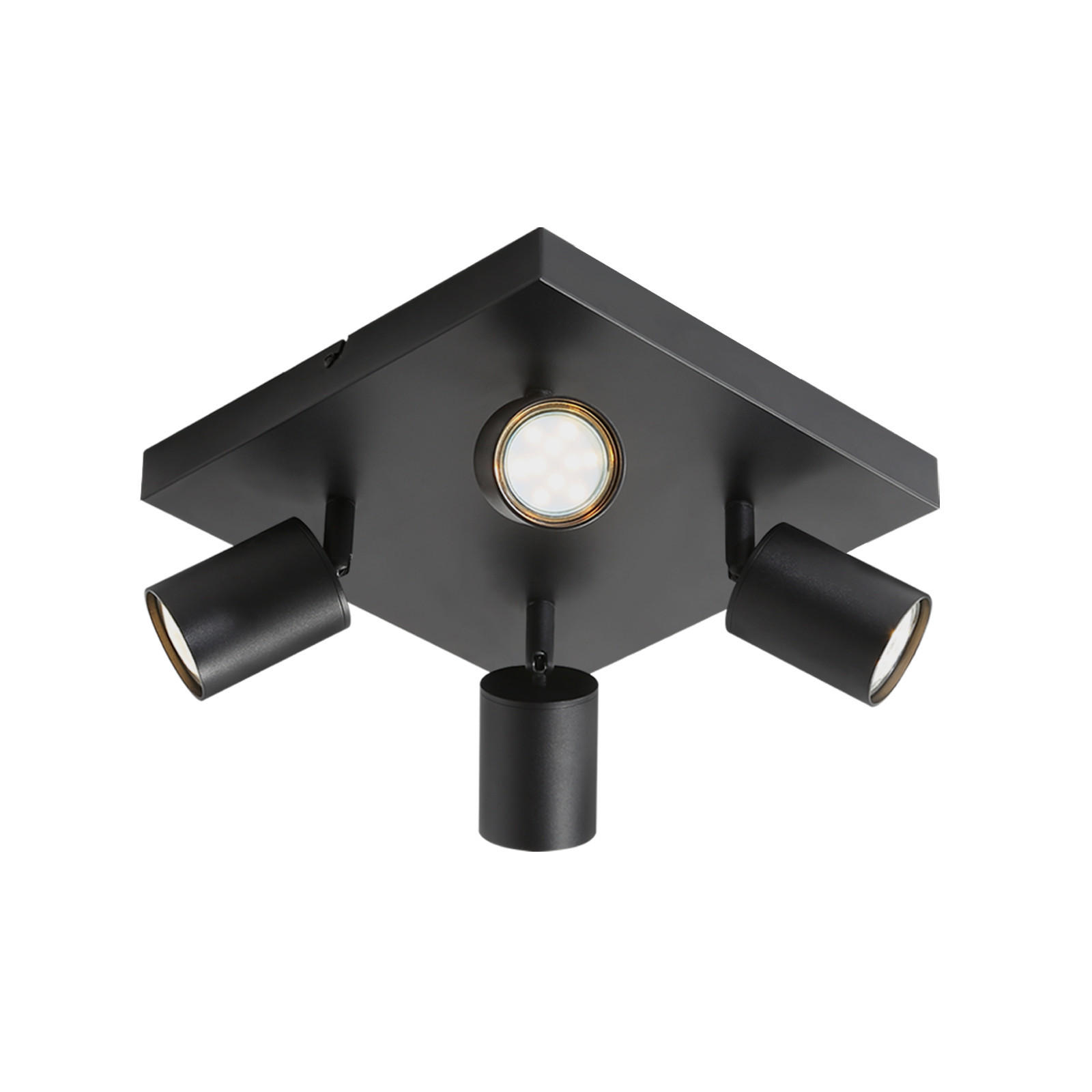 STRAHLER Harold 4-flammig 25/25/14 cm - Schwarz, Metall (25/25/14cm) - Nettlife