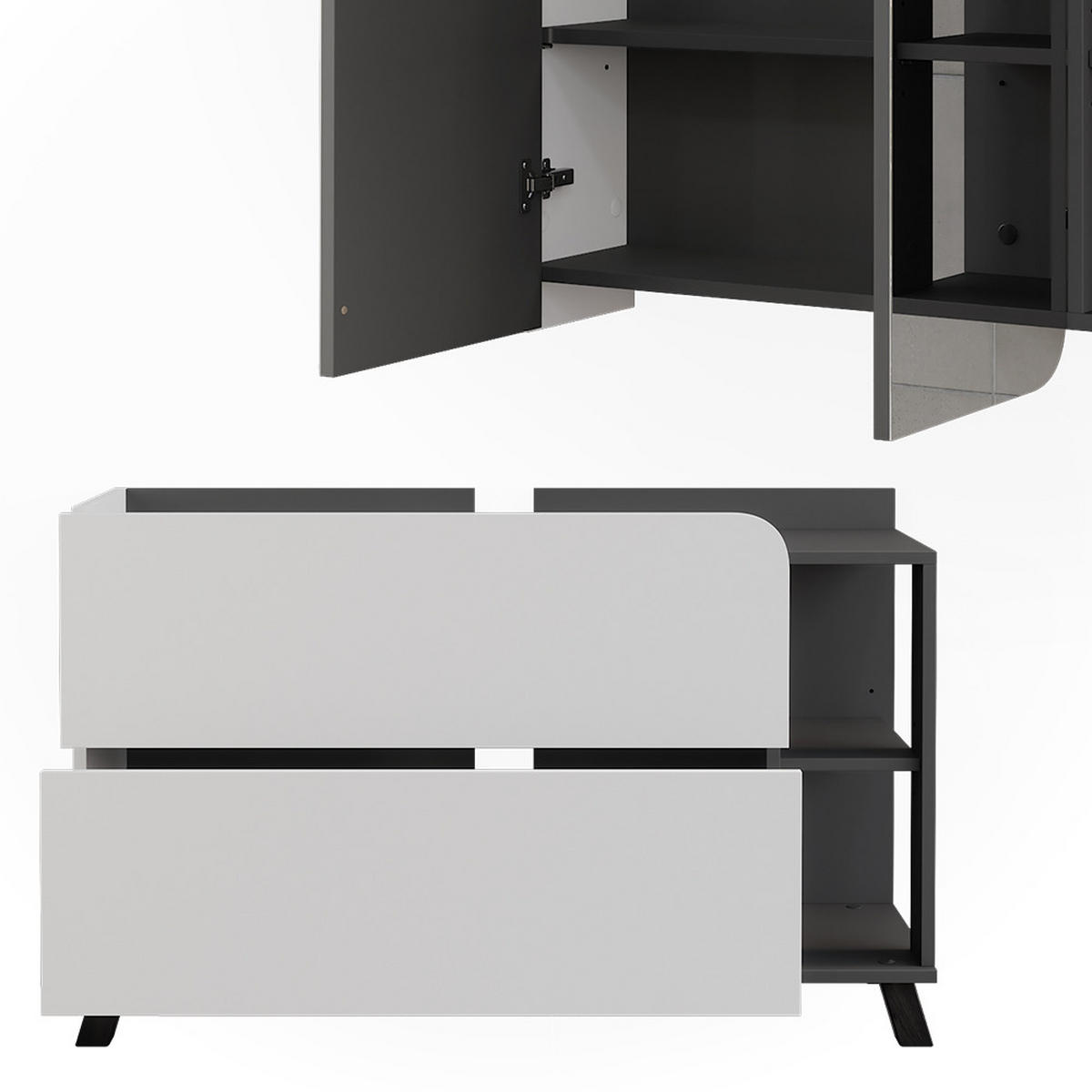 KOUPELNOVÝ NÁBYTEK Karen Antracitová/bílá - bílá/antracitová, kompozitní dřevo (100/65/35cm) - Vicco