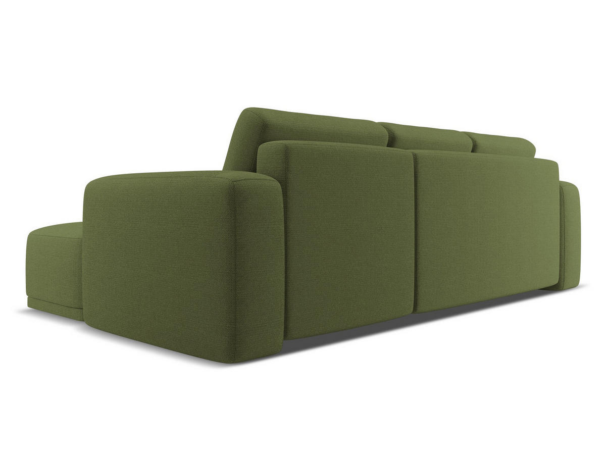 ECKSOFA mit Schlaffunktion Chenille Stoff Grün - Dunkelgrün/Schwarz, Kunststoff/Textil (258/160cm) - Makamii