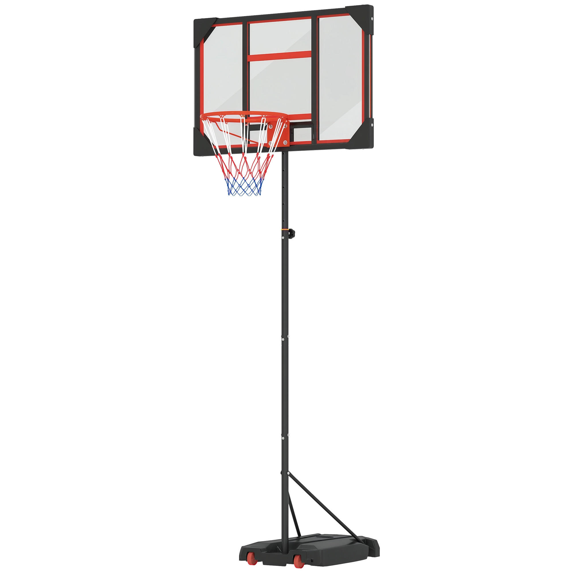 BASKETBALLKORB DE-10456 höhenverstellbar 210-260 cm Rot - Rot, Metall (53/82cm) - ComfortXL