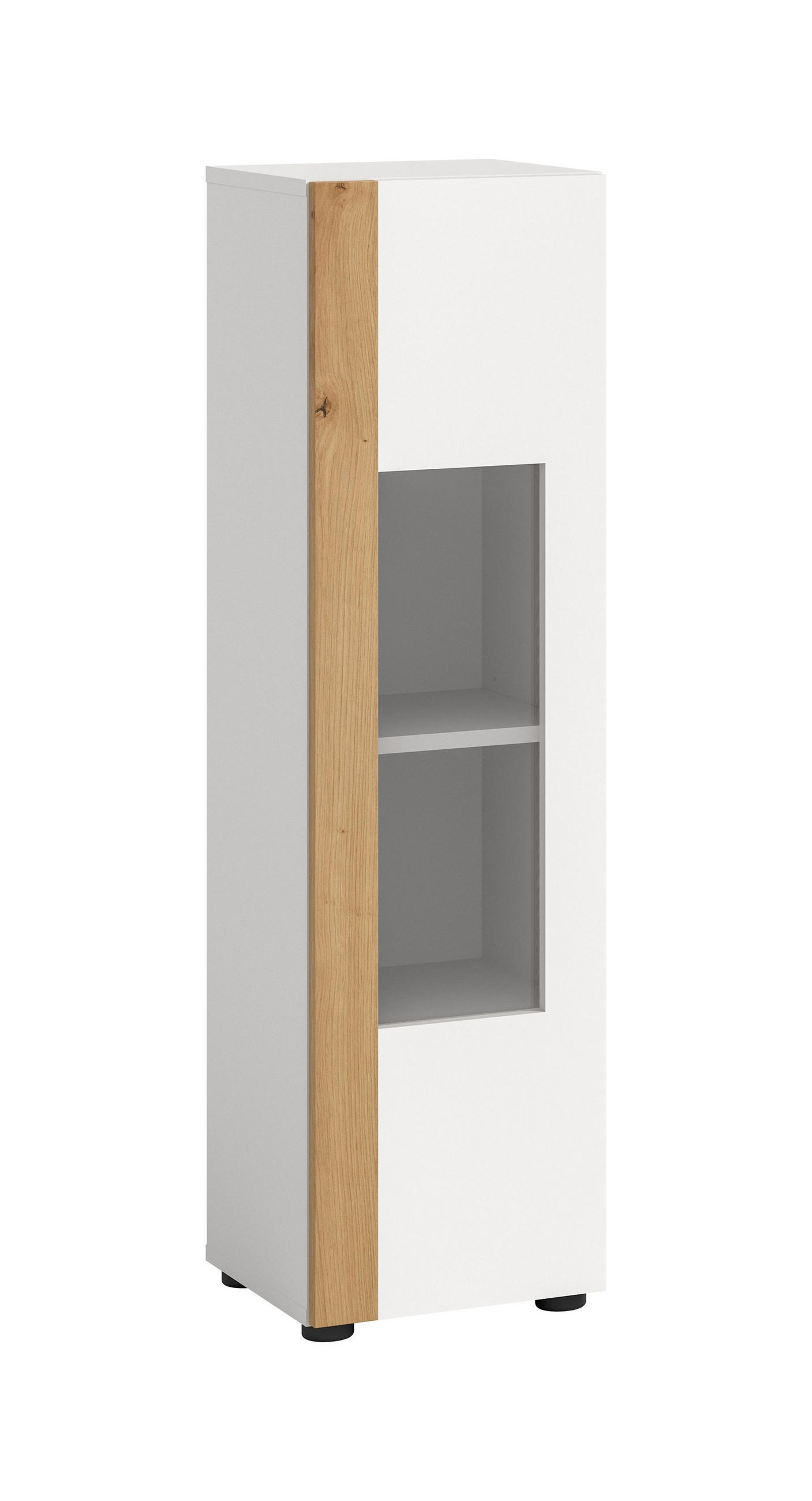VITRINE RUDA (B/H/T: ca. 30/112/33 cm) in Weiß/weiß - Weiß, Holzwerkstoff (30/112/33cm)