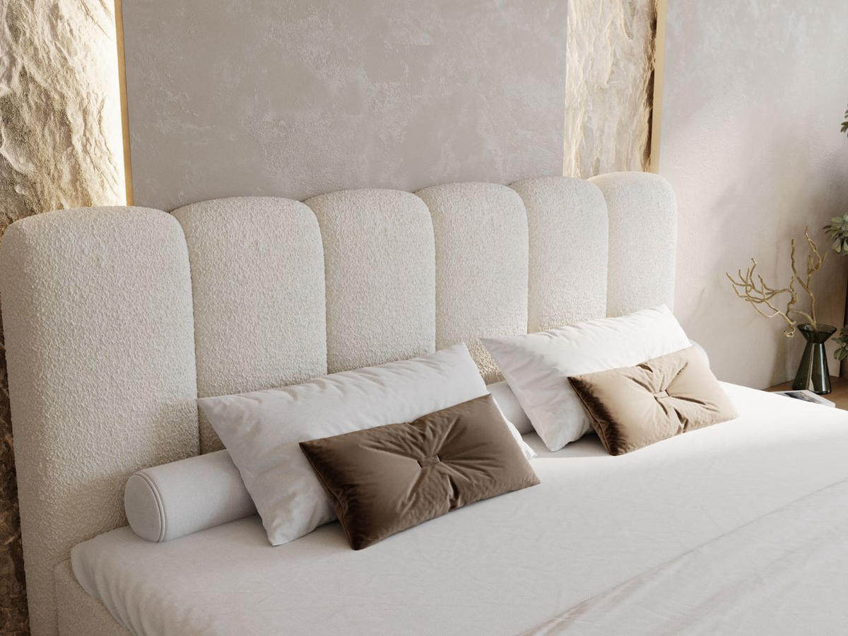 BOXBETT Cloud 180x200 Bouclé-Stoff Creme - Creme, Holz/Textil (180/200cm) - Graingold