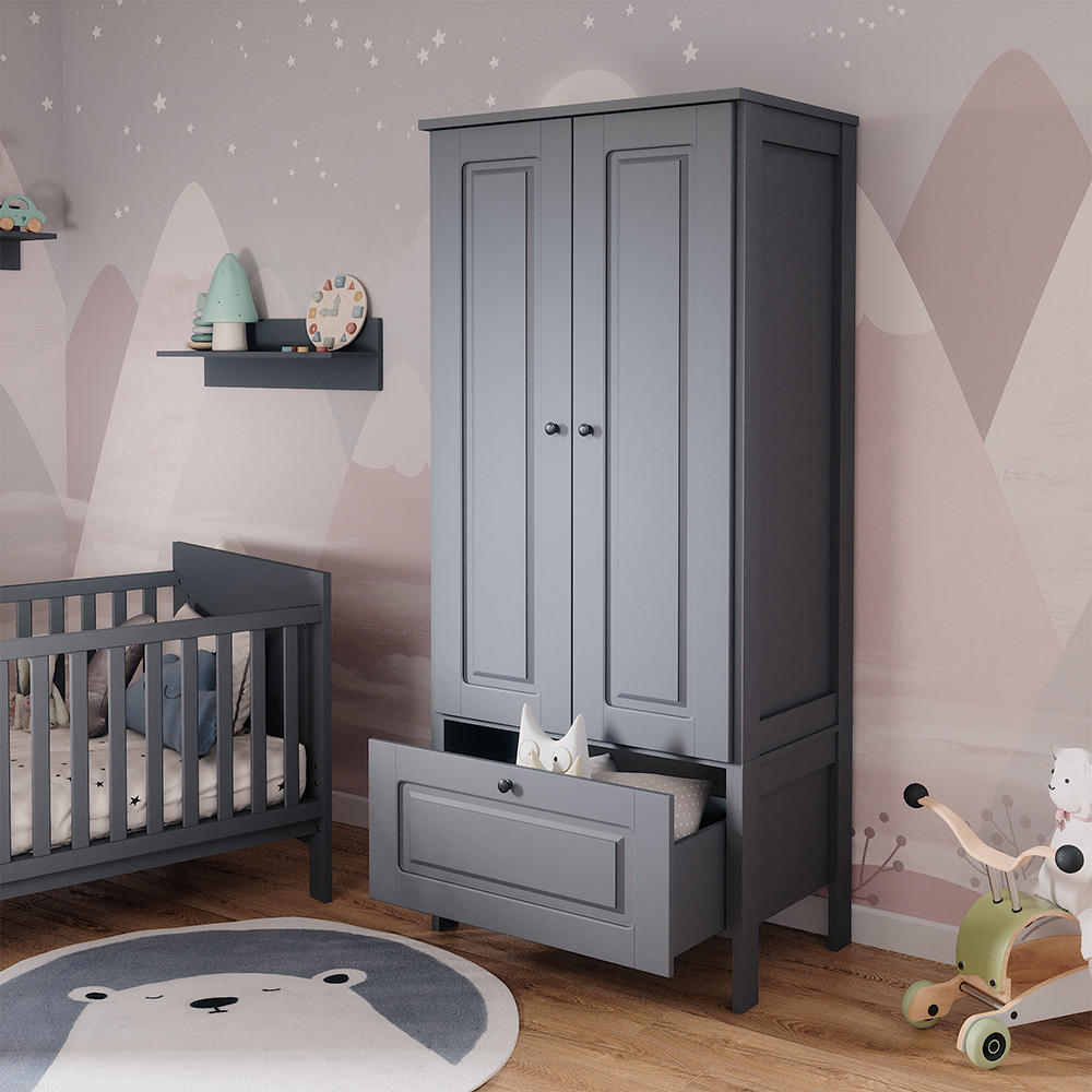 KINDERKLEIDERSCHRANK Ajaton Grau 83.3 x 187 cm - Grau, Holzwerkstoff (83.3/187/53.4cm) - VitaliSpa