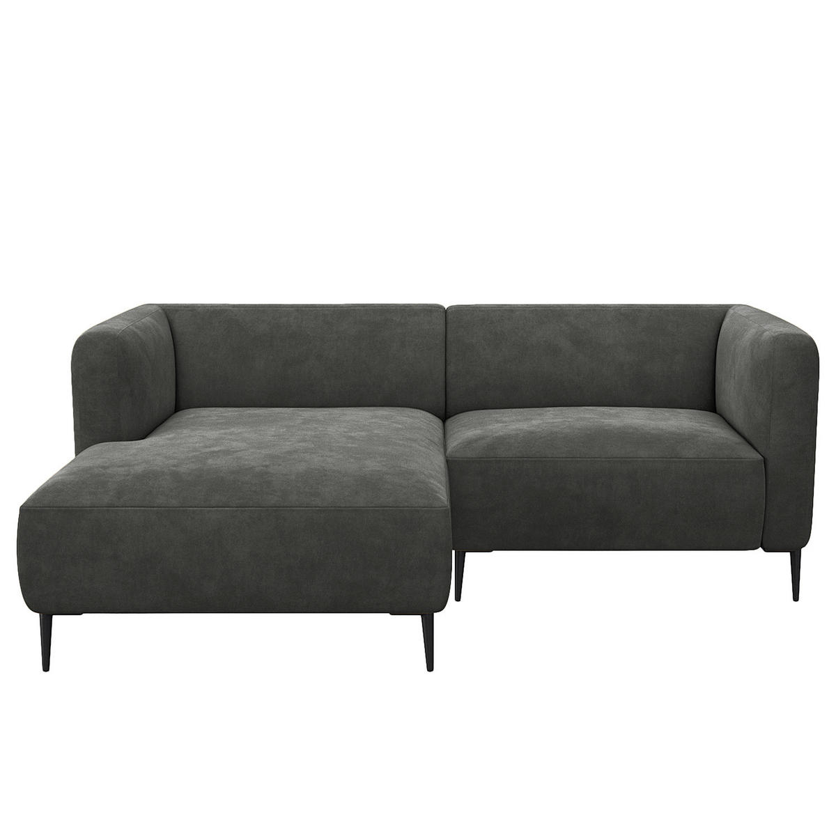 1,5-SITZER ECKSOFA mit Longchair - Schwarz/Grün, Textil/Metall (211/148cm) - home24