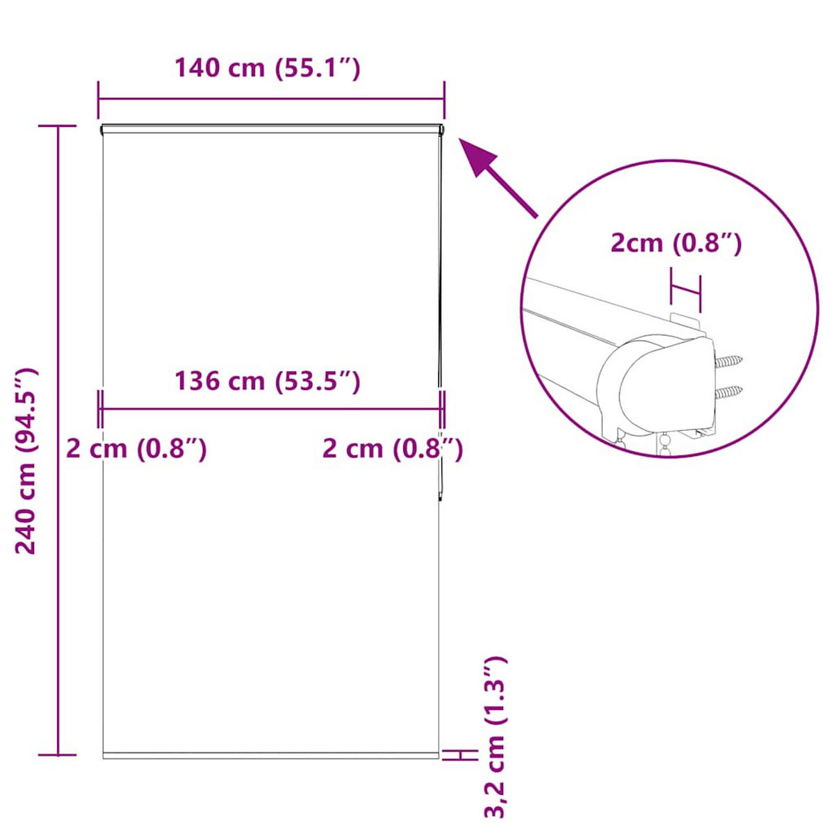 DUSCHVORHANG für Dusche Stoff Breite 140 x 240 cm - Weiß, Kunststoff (140/240cm) - MCBOSON