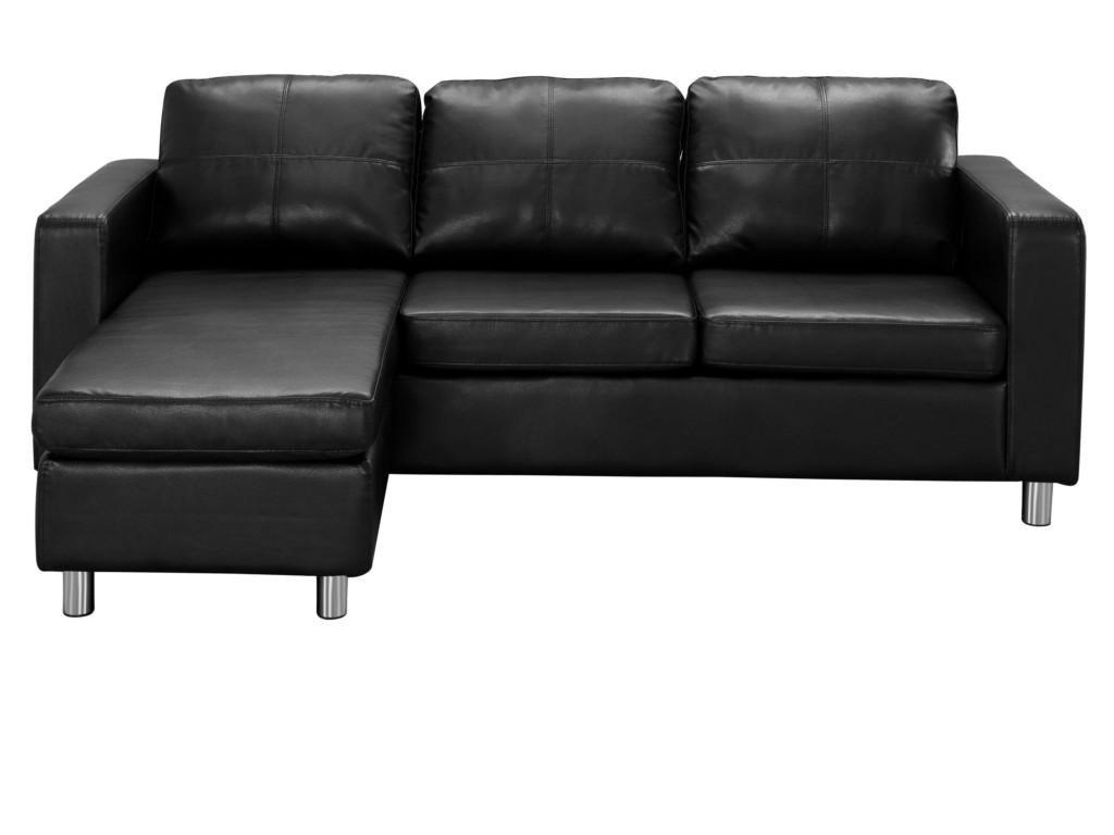 ECKSOFA - Kunstleder - Schwarz - ACKLEY - Schwarz, Leder (133/196cm) - Vente-Unique