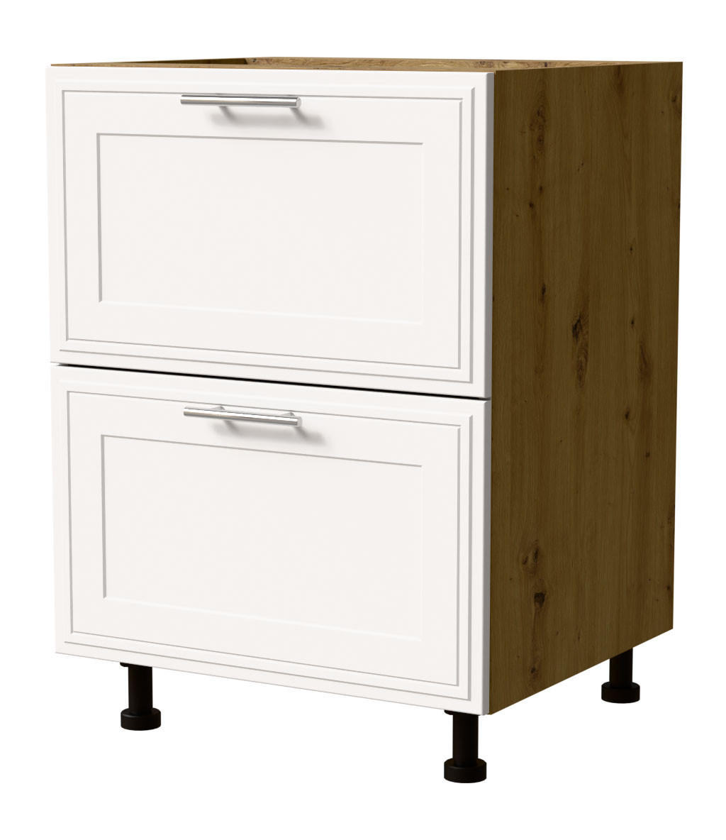 SCHUBLADENUNTERSCHRANK Salo D2/60 Eiche Artisan / Weiß Matt 60 / 50 / 82cm - REJS Vollauszug - Eiche Artisan/Weiß, Holz/Holzwerkstoff (60/82/50cm) - Feldmann-Wohnen