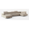 WOHNLANDSCHAFT MONTIVA Beige Boucle-Stoff mit Schlaffunktion - Beige, Holz (410/89/190cm) - MASSENO