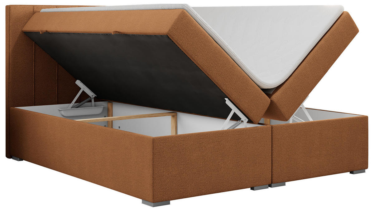 BOXBETT ALLY 140/200 Orange Struktur - H3 - Orange, Holz/Textil (140/200cm) - MKS