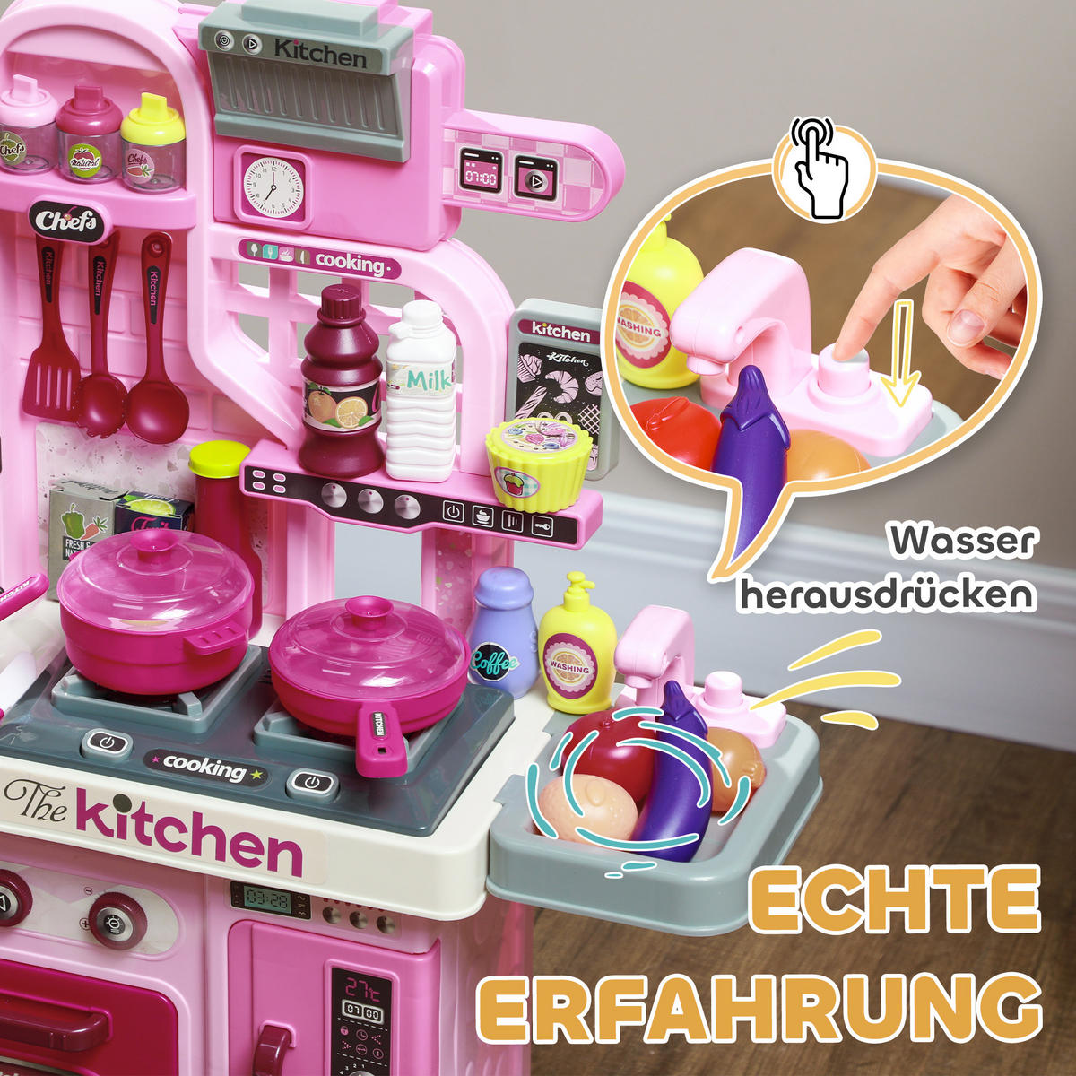 KINDERKÜCHE - Rosa, Kunststoff (53/22/69cm) - AIYAPLAY