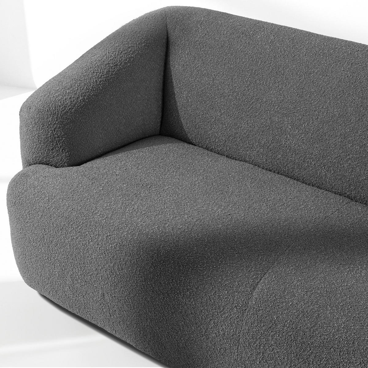 EINZELSOFA VIRA, Dunkelgrau, Bouclé - Dunkelgrau/Schwarz, Holz/Holzwerkstoff (210/84/100cm) - KONSIMO®