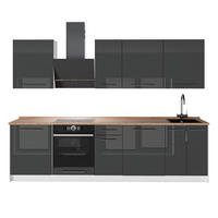 KÖK Fame-Line, Antracit högblank/Vit, 280 cm, AP Oak - Vit/Svart högglans, Träbaserade material (280/206.8/60cm) - Vicco