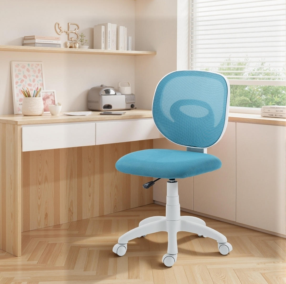 DREHSTUHL 53/59,5/81-89 cm blau aus Kunststoff höhenverstellbar - Blau, Kunststoff (53/89/59.5cm) - OKWISH
