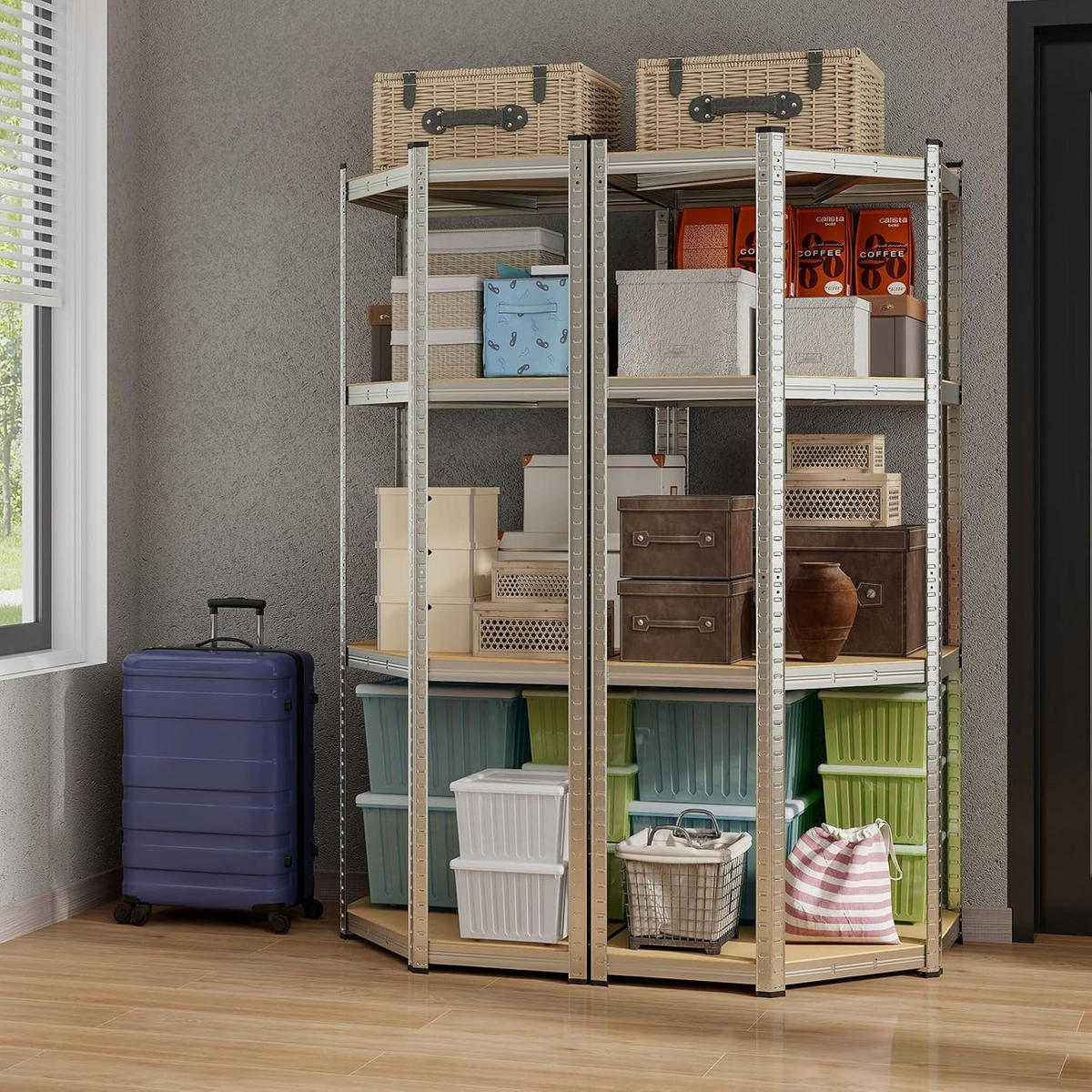 SCHWERLASTREGAL Silber - Silberfarben, Holz (70/180/70cm) - COSTWAY