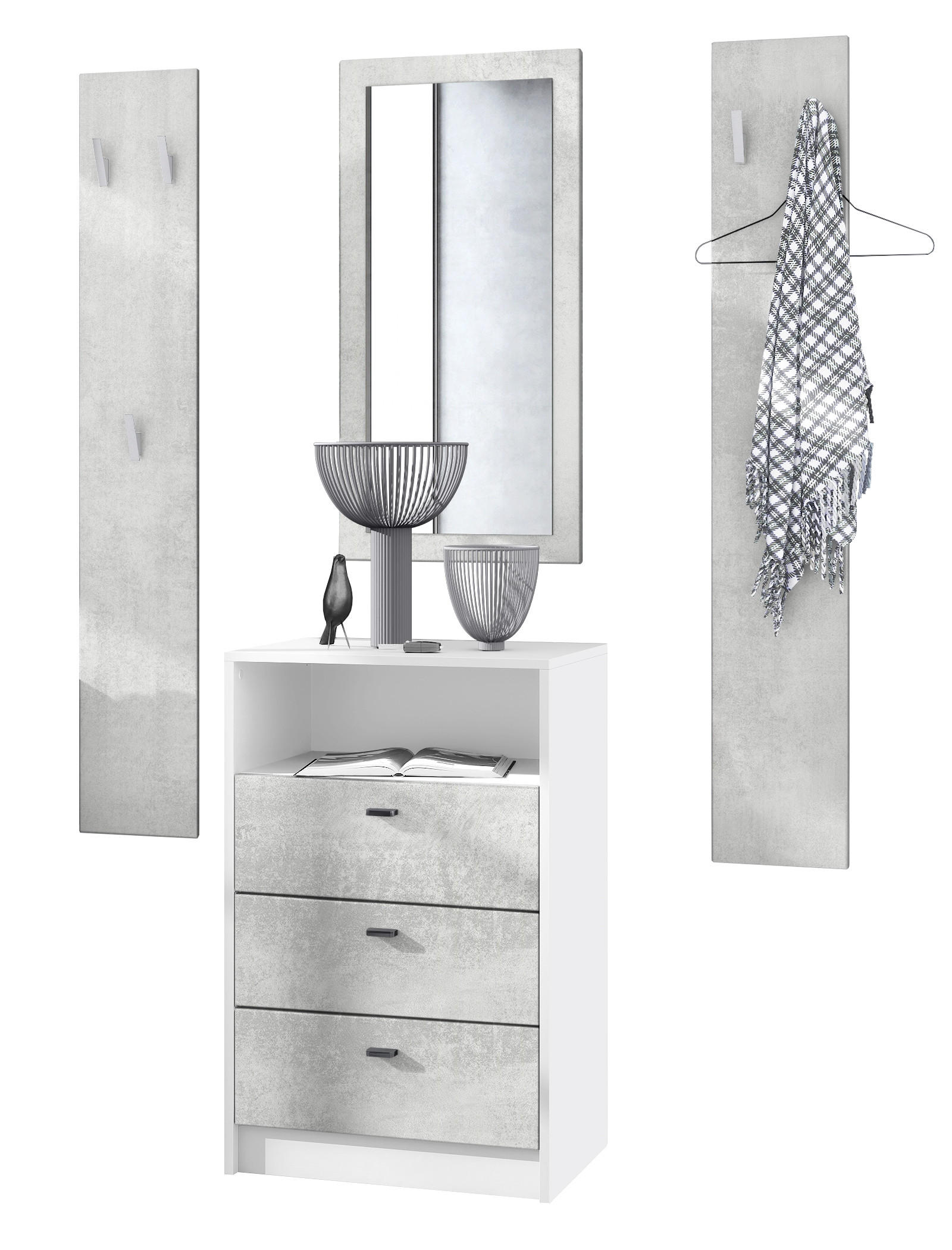 GARDEROBE Pino Beton Oxid Optik - Hellgrau, Holzwerkstoff (135/190/36cm) - Vladon