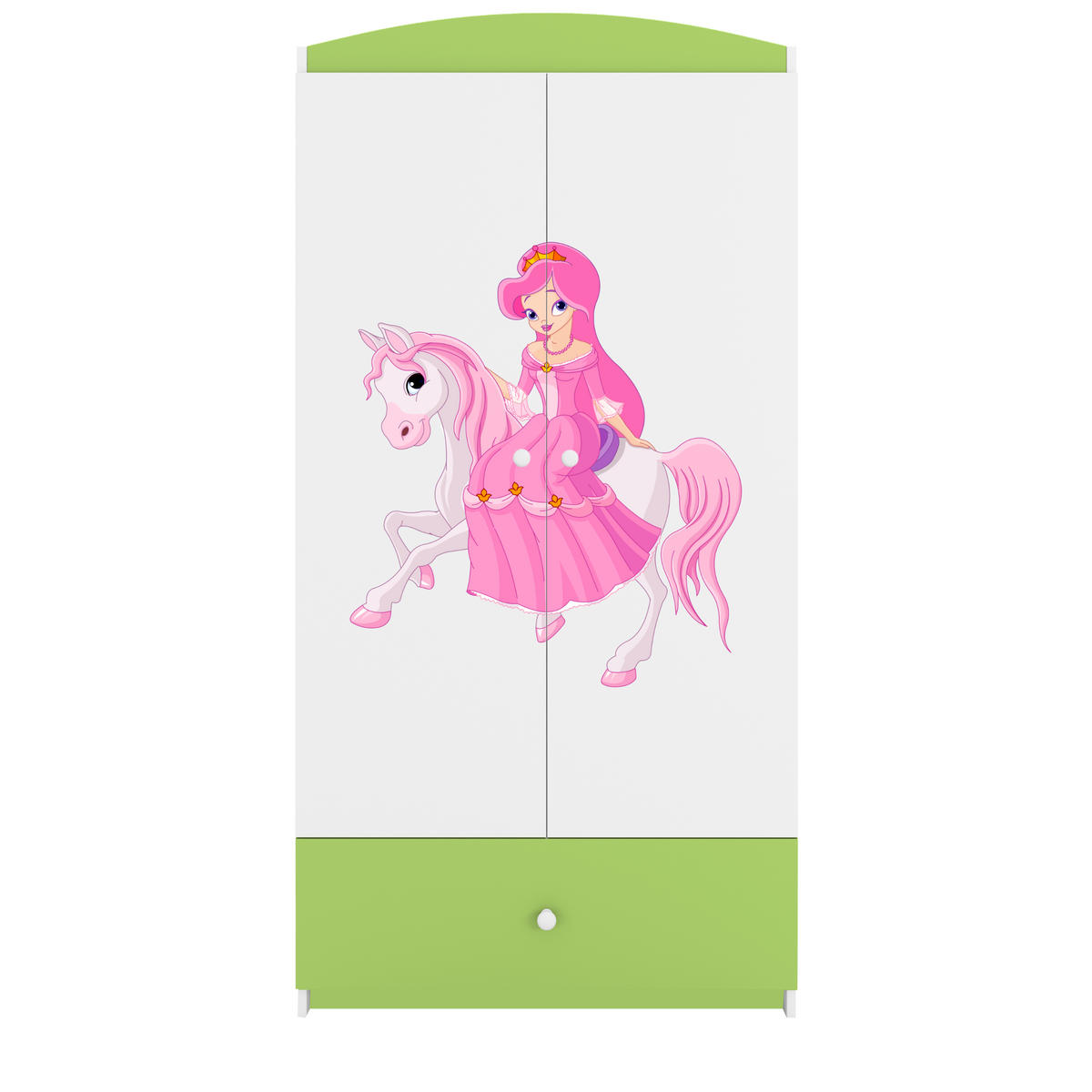 KINDERKLEIDERSCHRANK Prinzessin II - Grün, Holzwerkstoff (90/175/52cm) - RAUMHIRSCH FURNITURE