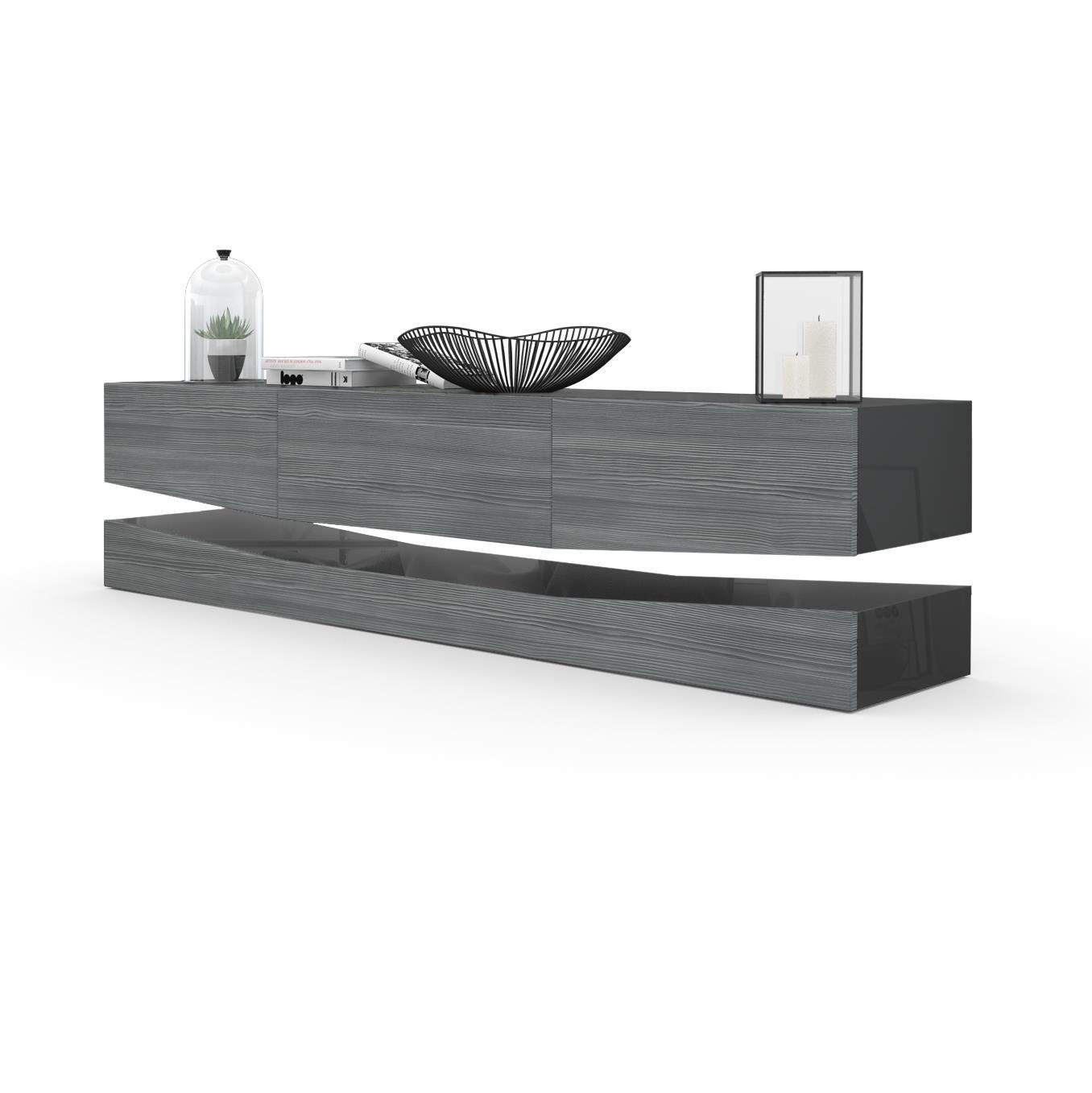 LOWBOARD City Fronten in Avola-Anthrazit - Anthrazit, Holzwerkstoff (178/48/39cm) - Vladon