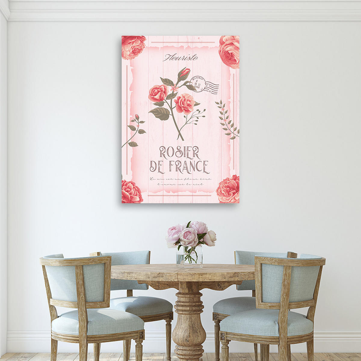 WANDBILD puder vintage blumen - Pink, Textil (40/60cm) - Feeby