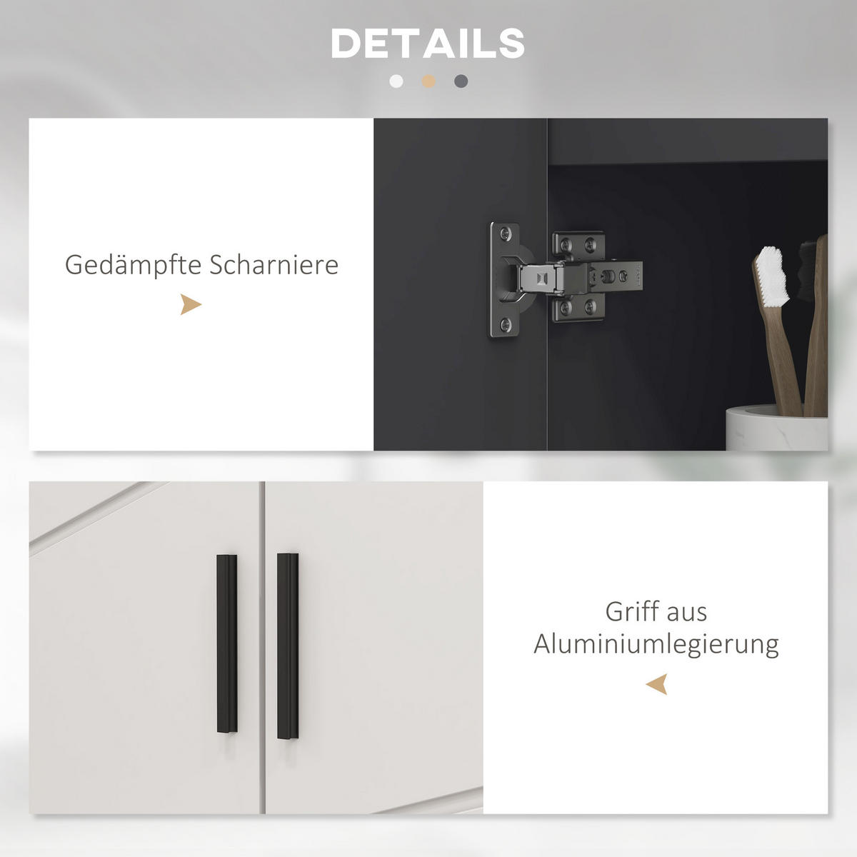 WASCHBECKENUNTERSCHRANK Unterschrank mit Schrankfach Griff, Grau 60 x 30 x 60 cm - Grau, Holzwerkstoff (30/60/60cm) - Kleankin