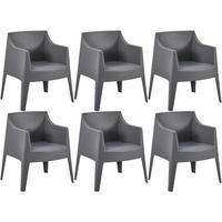 GARTENSTUHL Henri 6er Set 73x57x78cm Kunststoff Dunkelgrau Stapelstuhl - Dunkelgrau, Kunststoff (73/78/57cm) - DELUKE